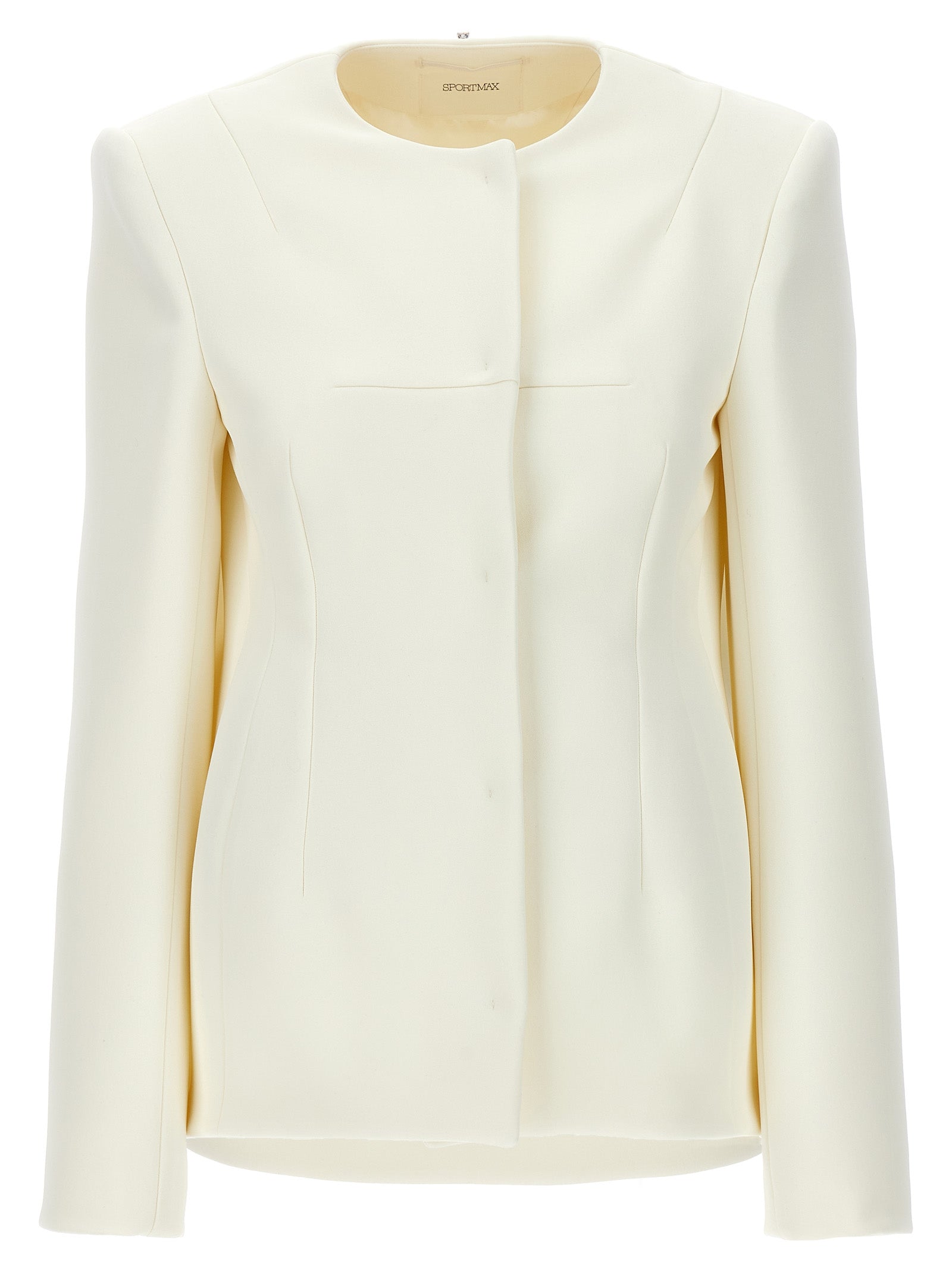 Sportmax Weiße Polyester-Jacke in voller Länge