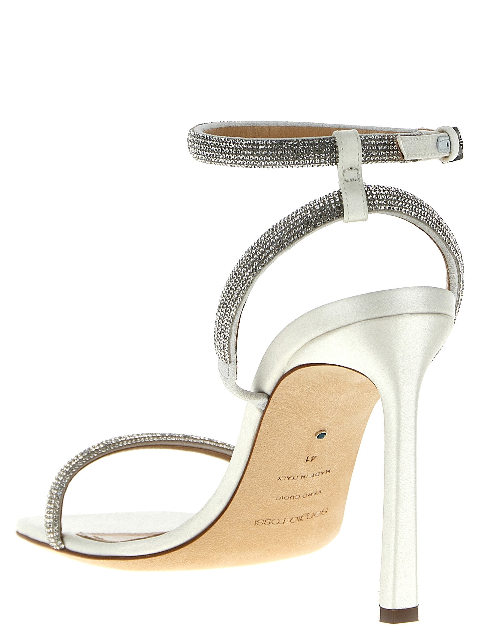 Sergio Rossi Weiße Stiletto-Sandalen aus Ziegenleder