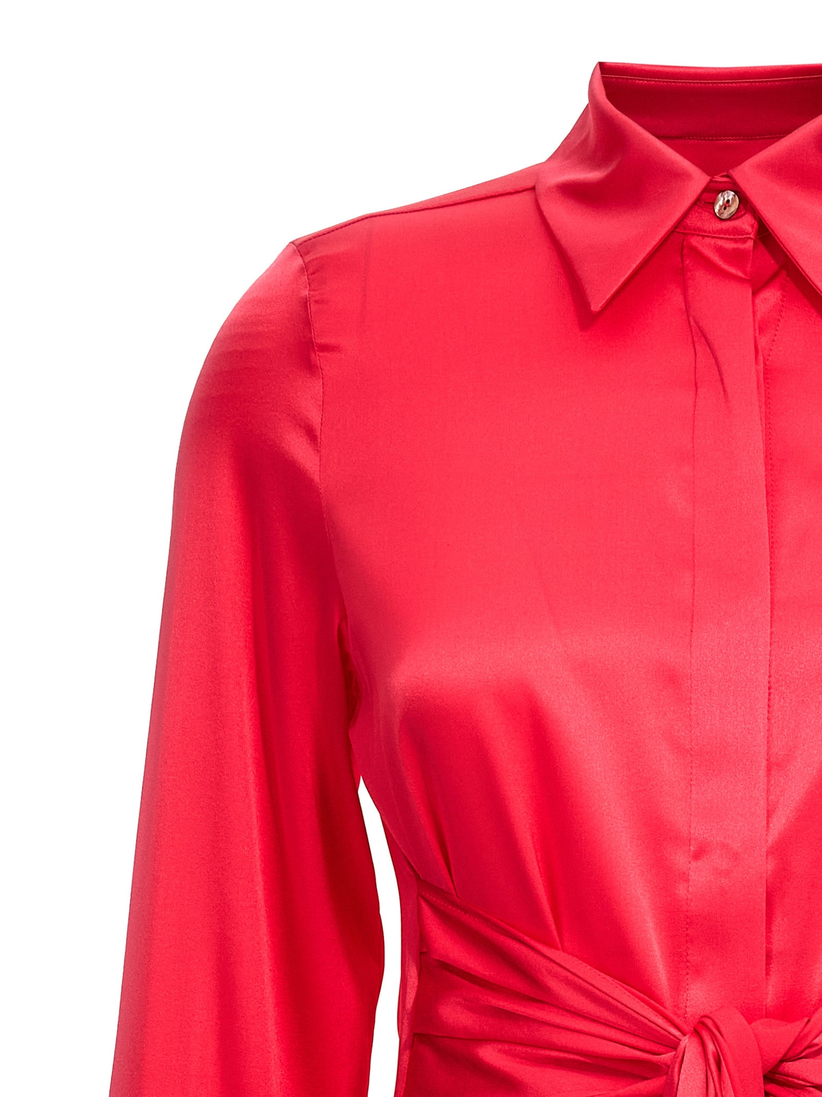 LE TWINS Kurzes Fuchsia-Seidenkleid