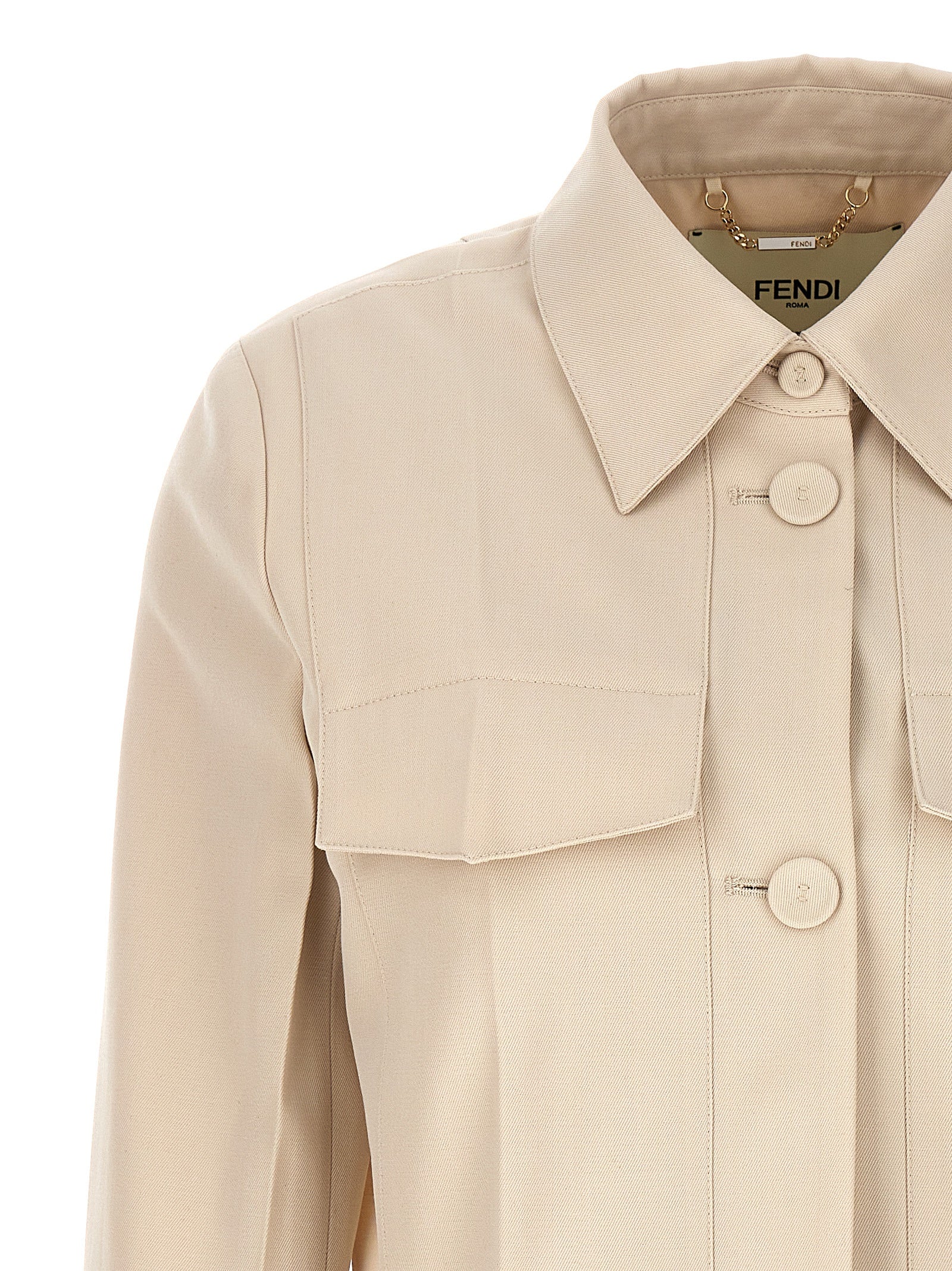 Fendi Beige Wollmantel Lang
