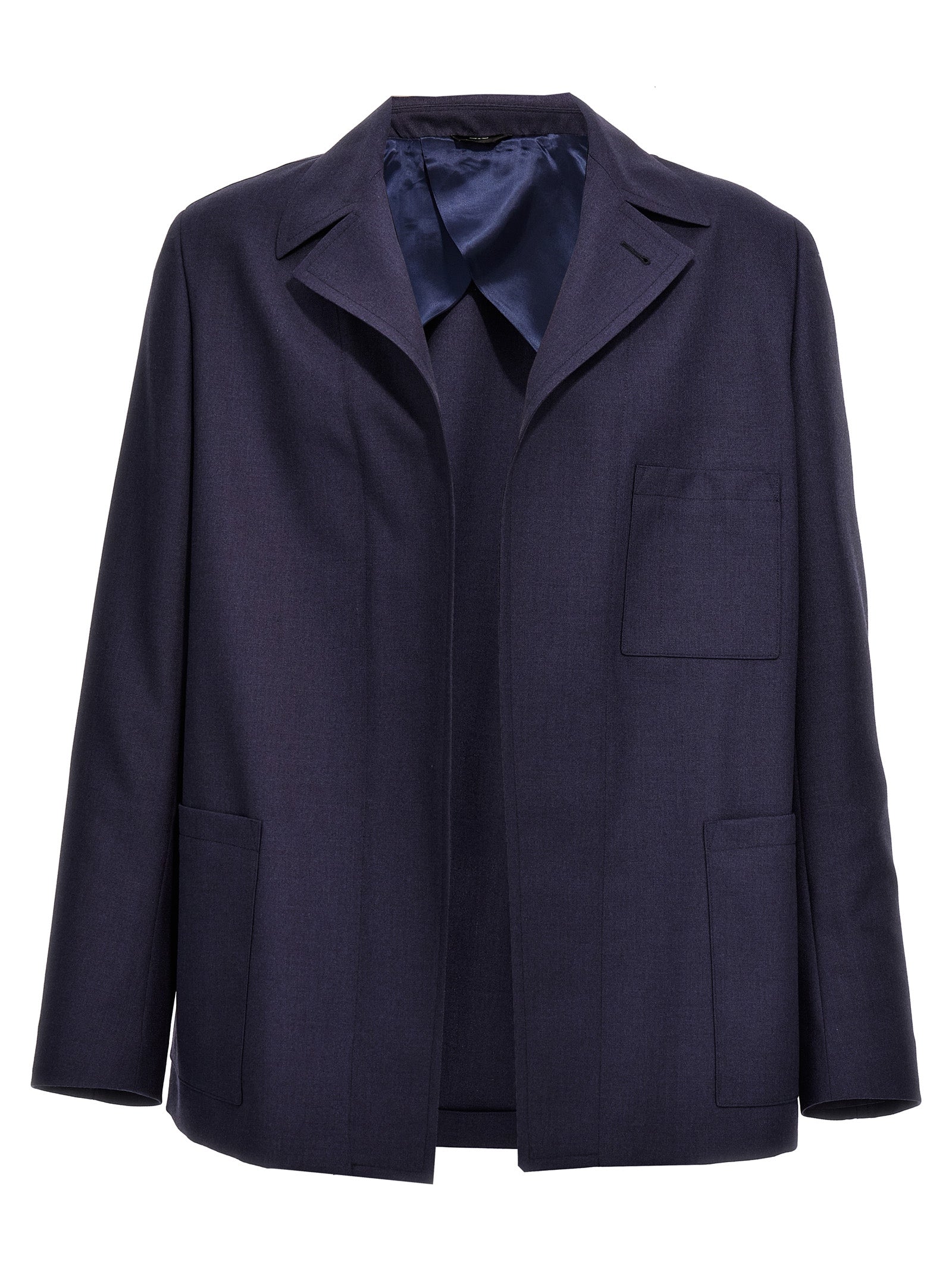 Fendi Blaue Jacke aus reiner Schurwolle in voller Länge