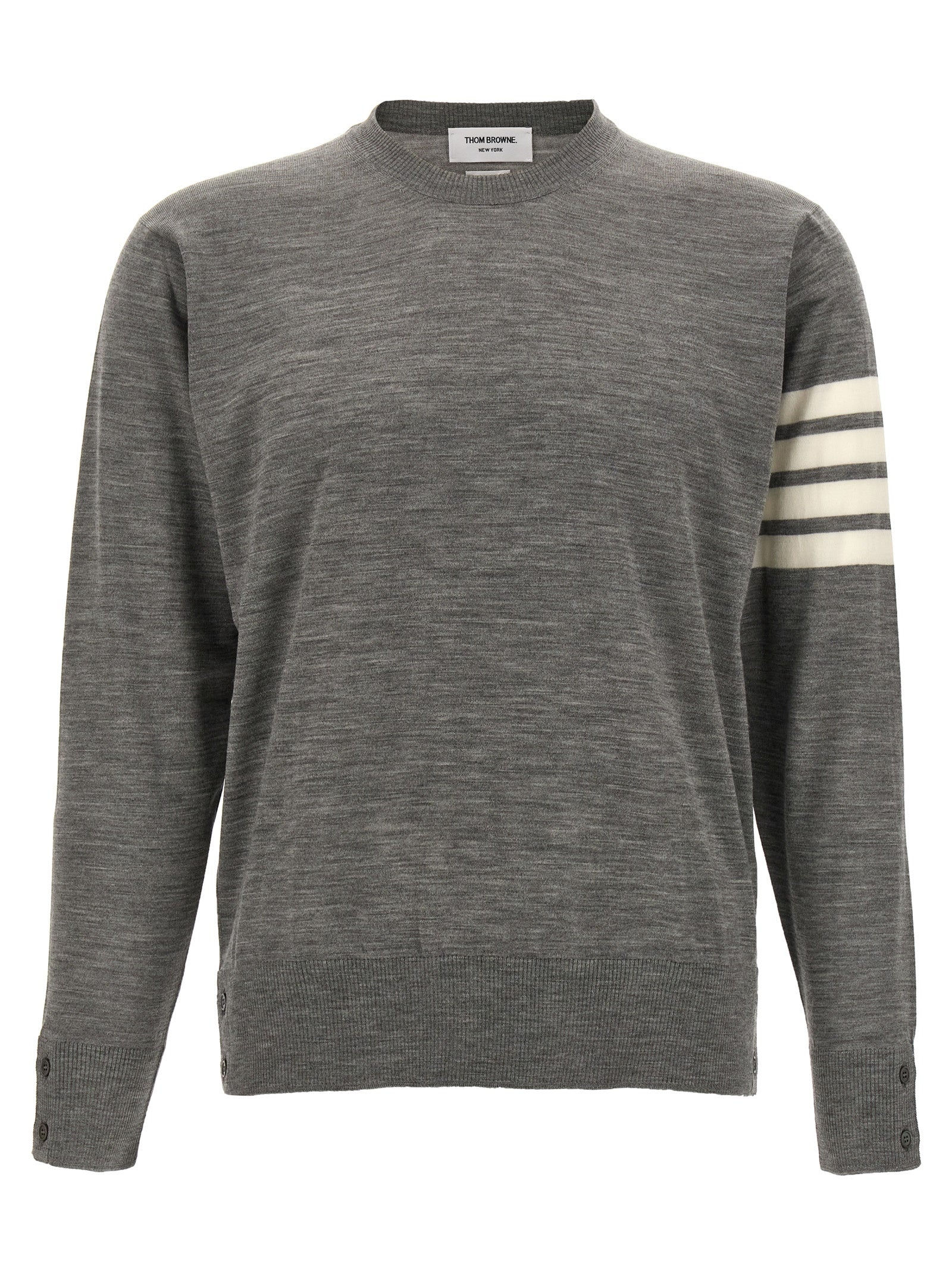 Thom Browne Grauer Cardigan aus reiner Schurwolle