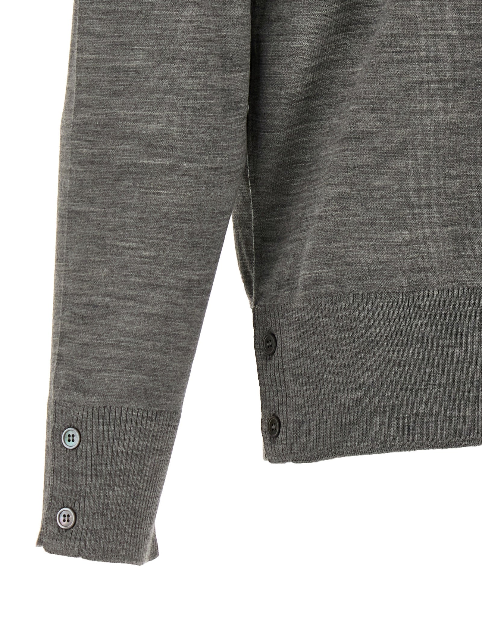 Thom Browne Grauer Cardigan aus reiner Schurwolle