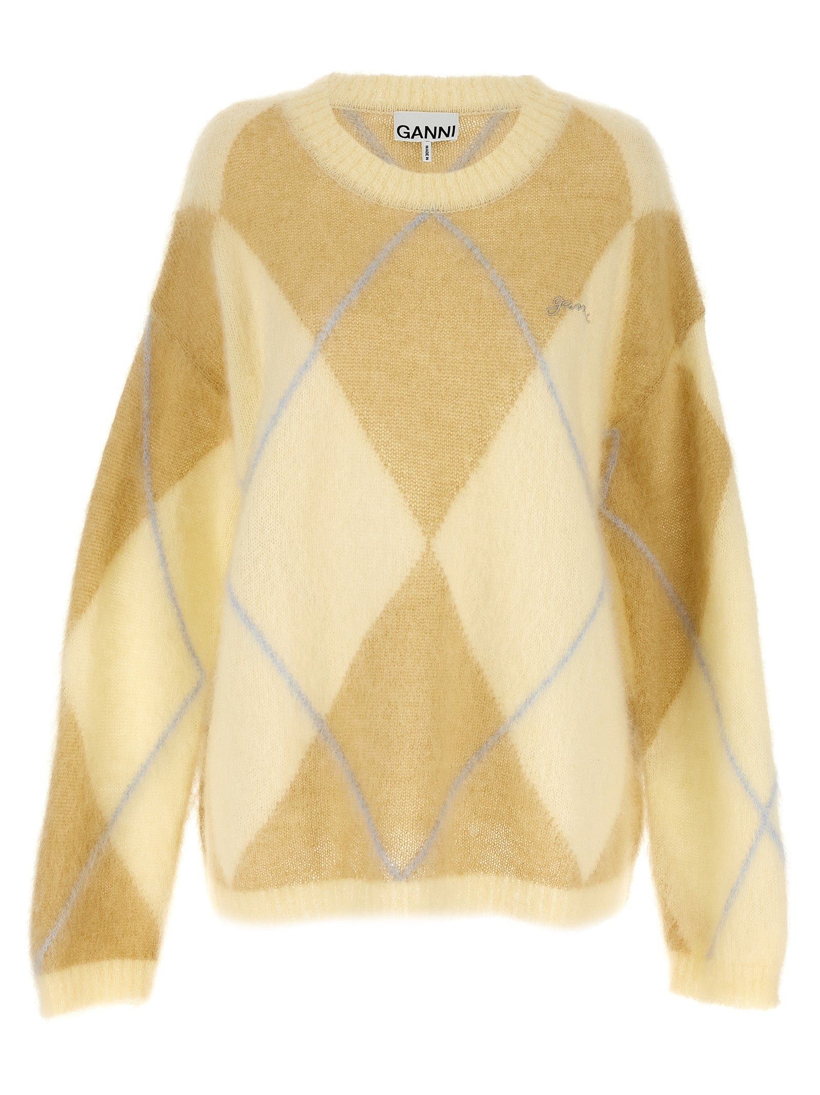 Ganni Zweifarbige Wollstrickjacke
