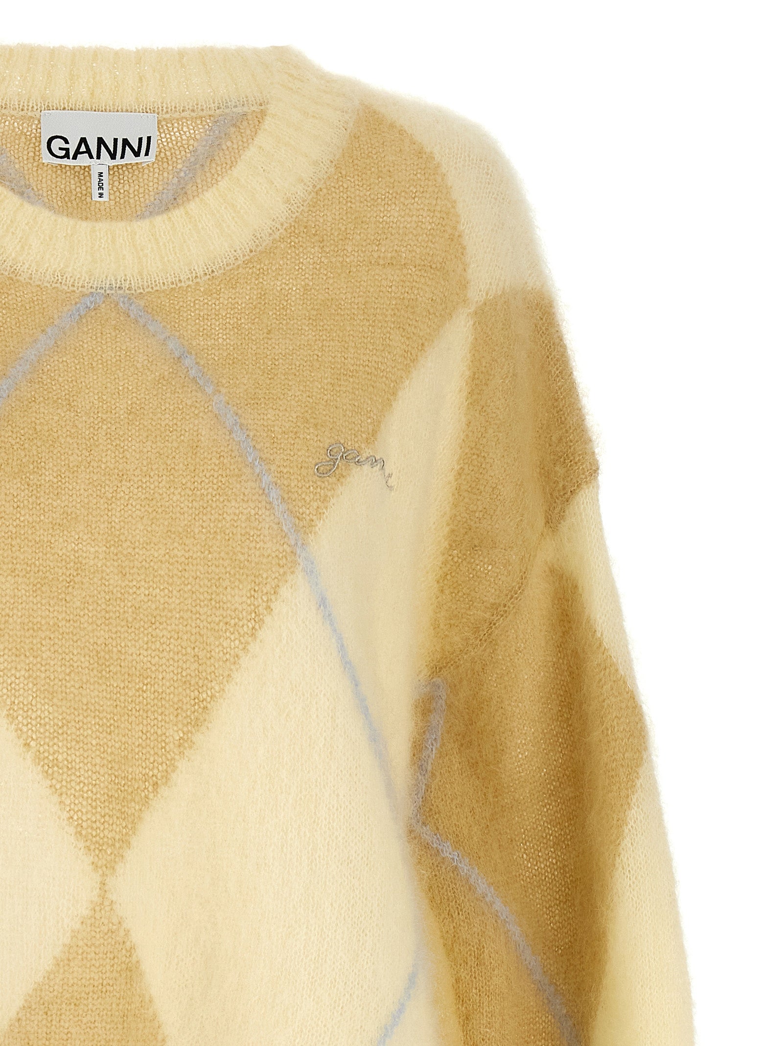 Ganni Zweifarbige Wollstrickjacke