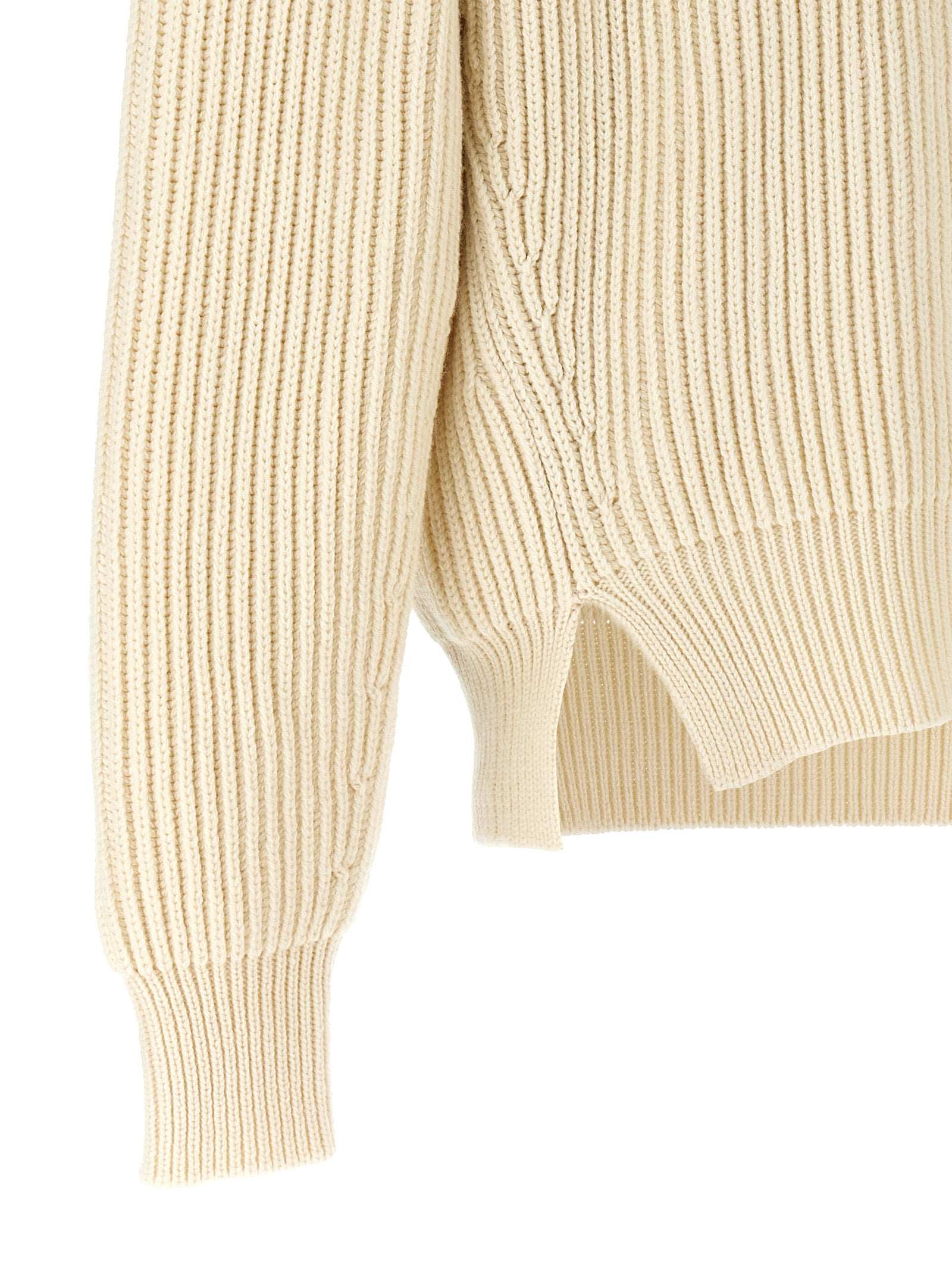 Jil Sander Weiße Wollstrickjacke