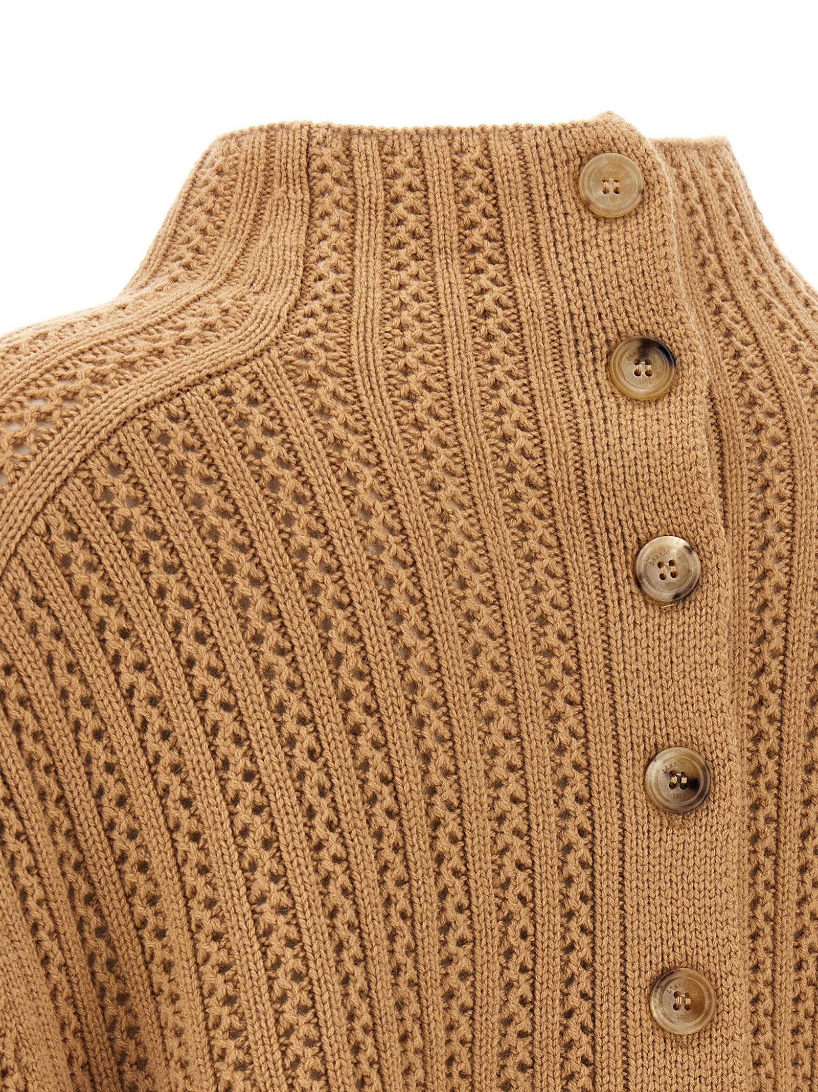 Max Mara Beige Wollstrickjacke