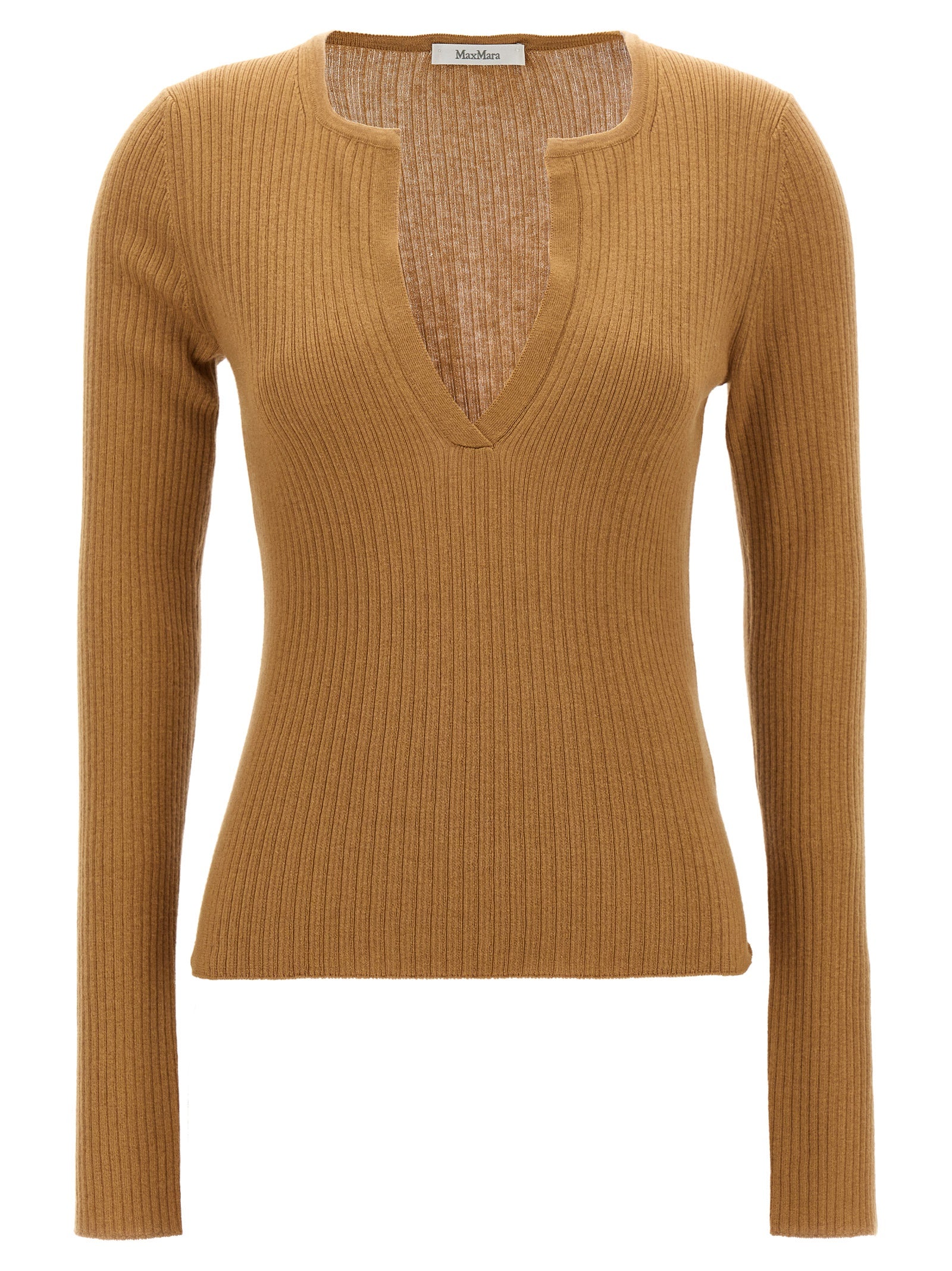 Max Mara Beige Seidenstrickjacke