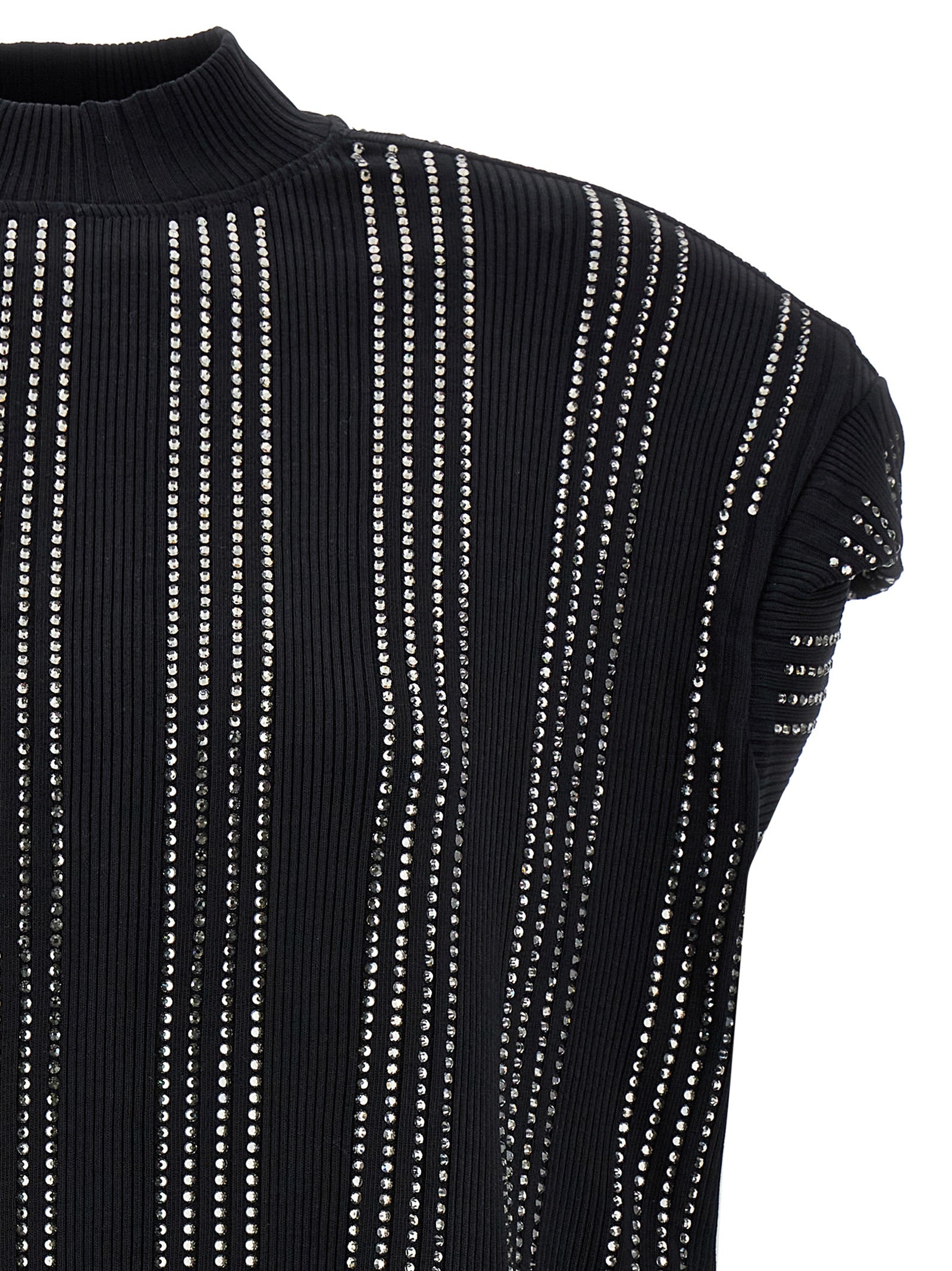 The Attico Schwarzes kurzes Baumwollkleid