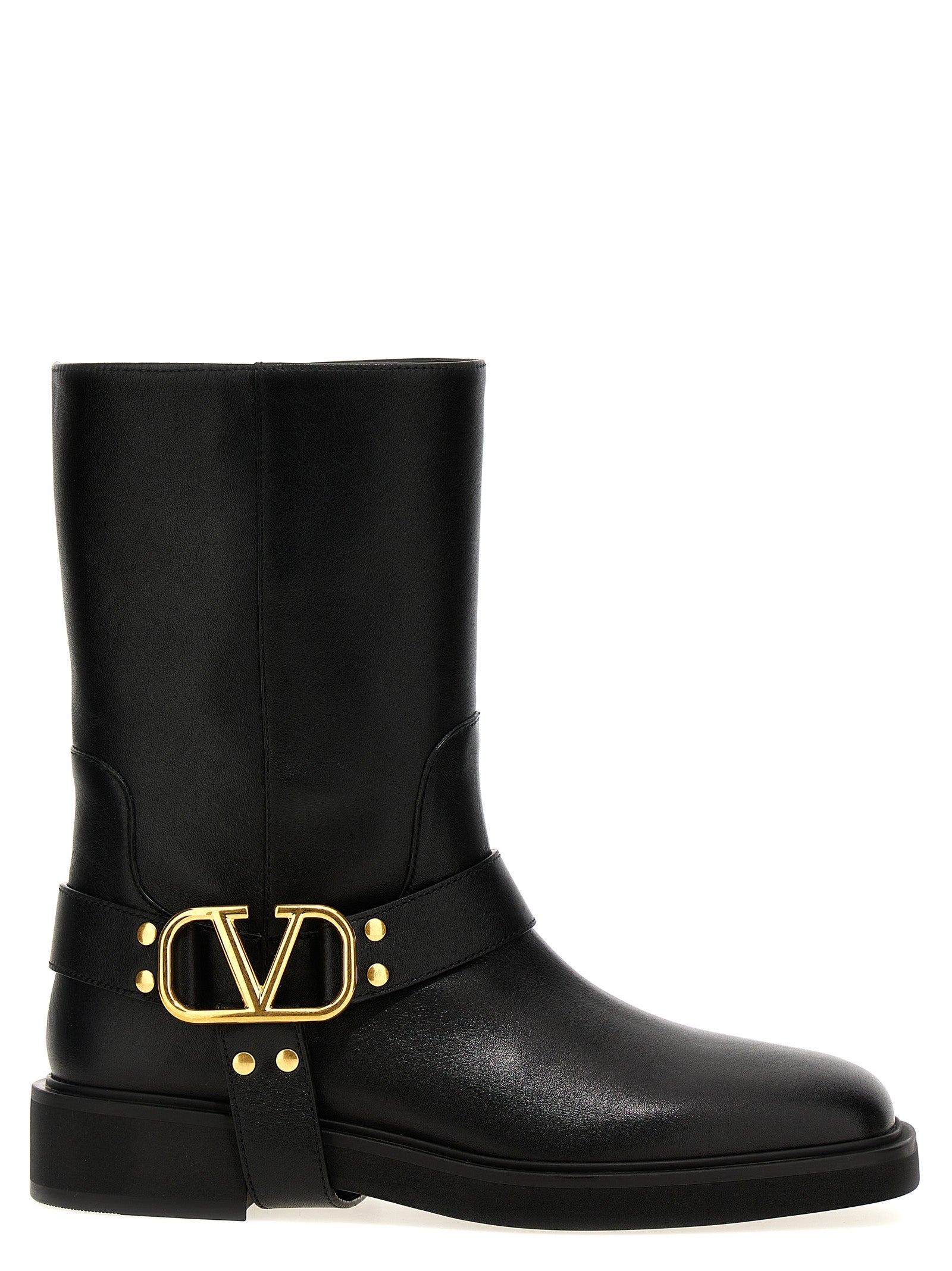 Valentino Garavani Schwarze Stiefeletten aus Kalbsleder