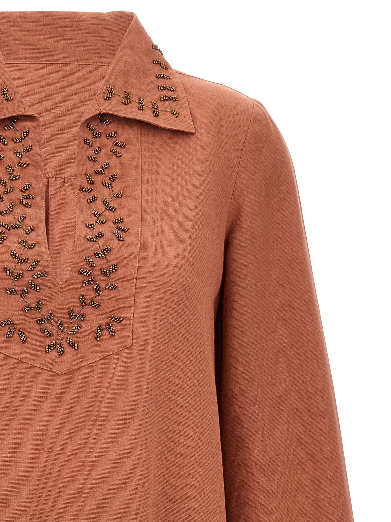 Fortela Kurzes Kleid aus Baumwolle in Bordeaux