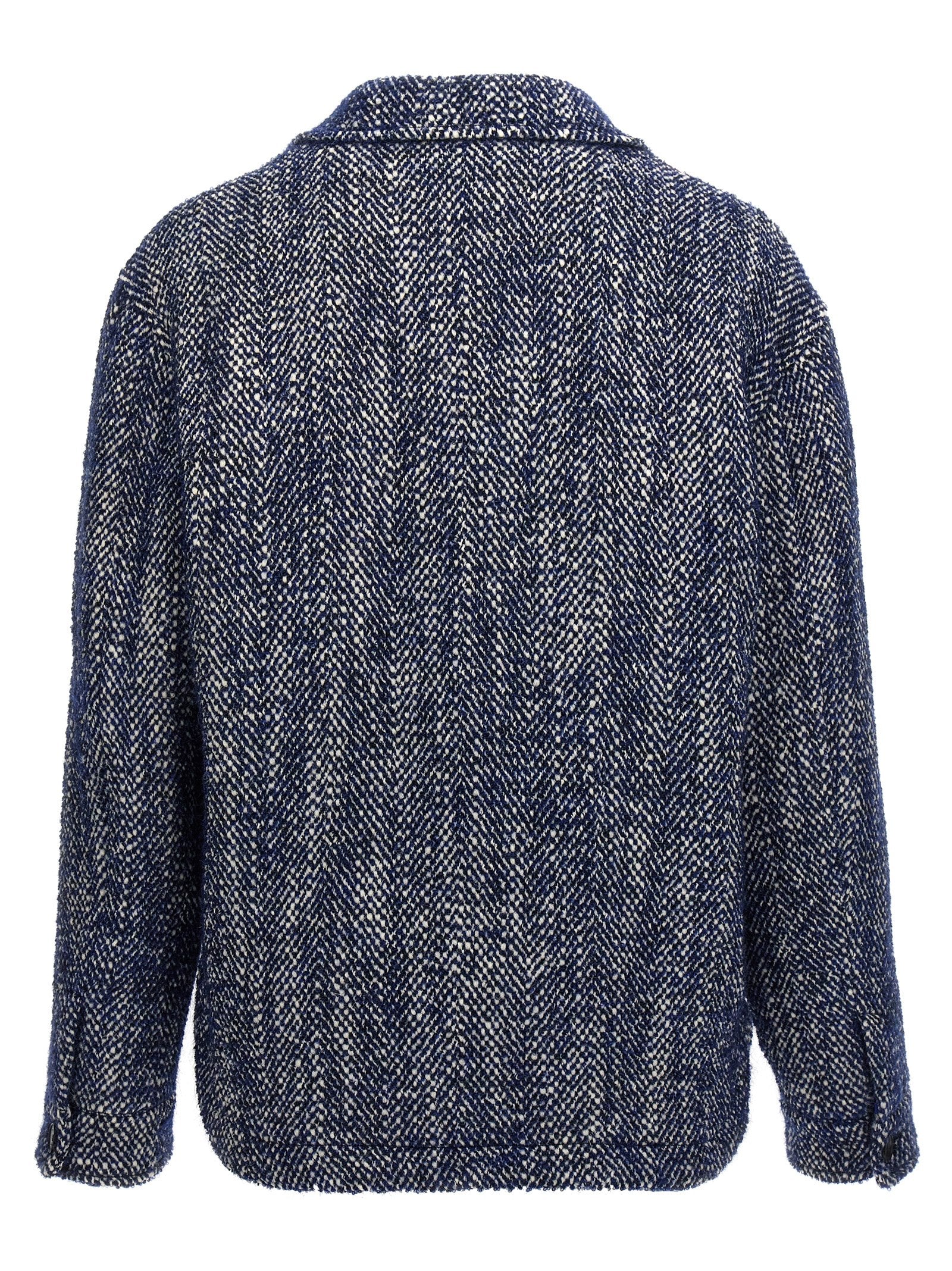 Etro Blaue Wolljacke in voller Länge