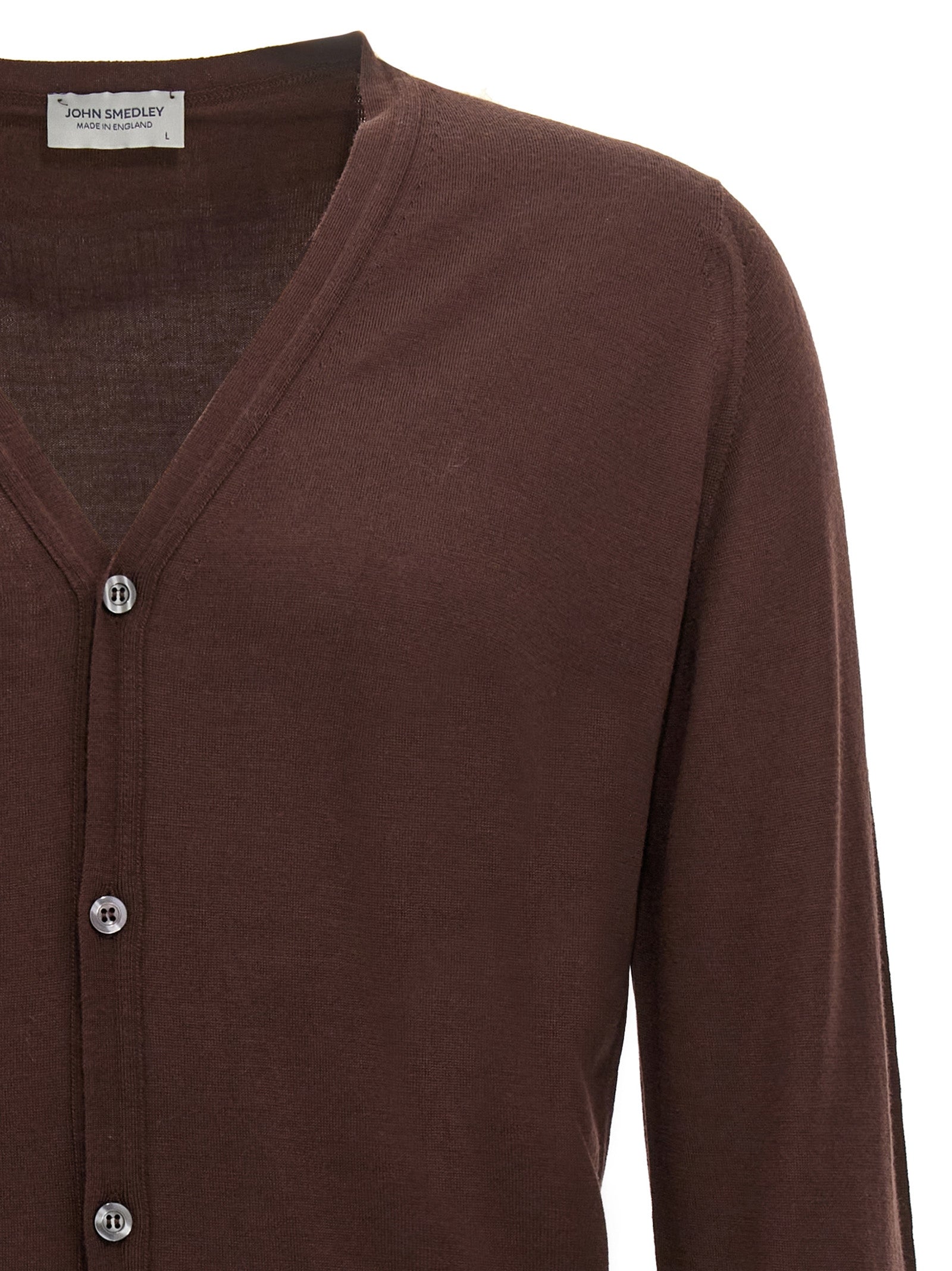 JOHN SMEDLEY Brauner Wollcardigan