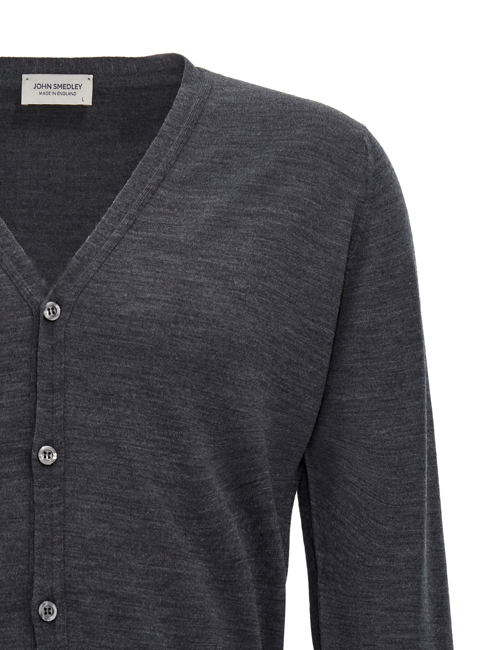 JOHN SMEDLEY Grauer Wollcardigan