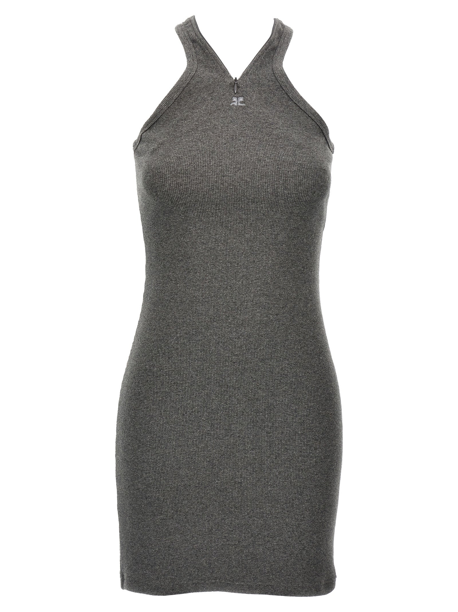 Courrèges Graues Baumwoll-Kurzkleid