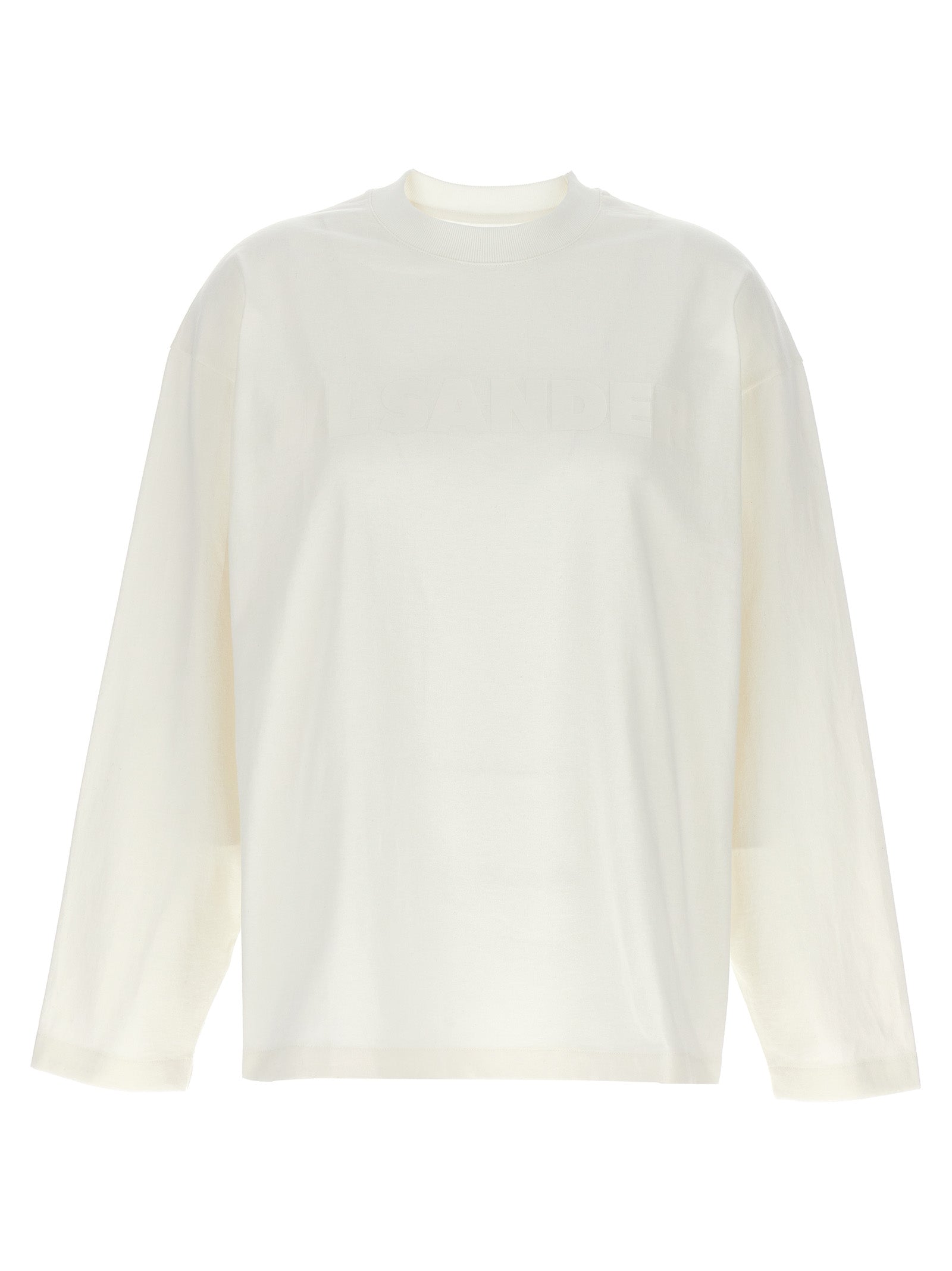 Jil Sander Weißes Langarm-T-Shirt aus Baumwolle