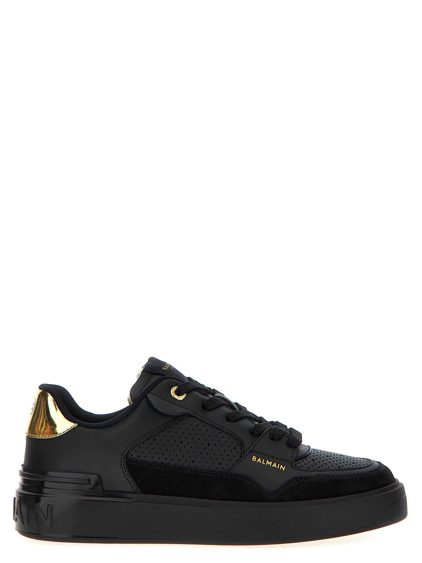 Balmain Schwarze Kalbsleder-Sneaker