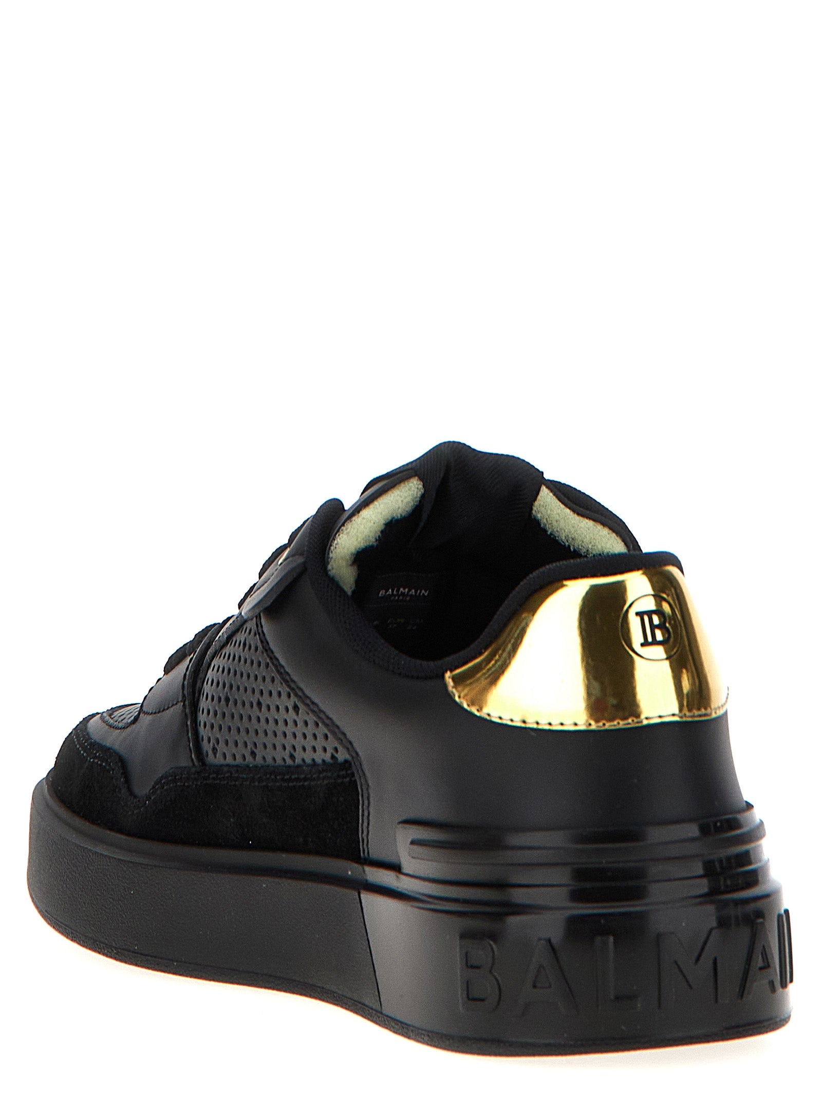 Balmain Schwarze Kalbsleder-Sneaker