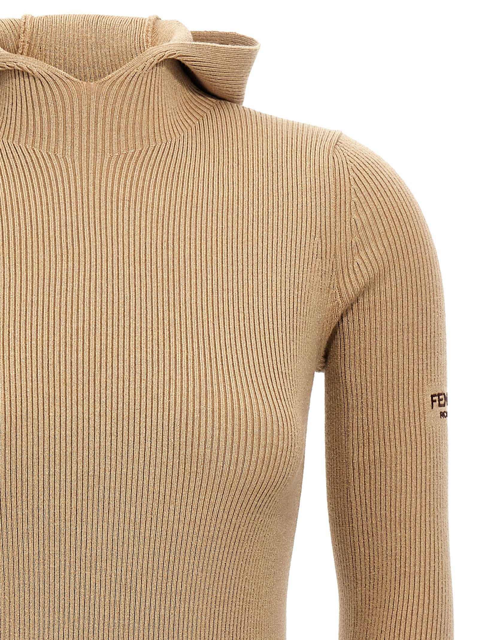 Fendi Kurzes Kleid aus beigefarbener Wolle