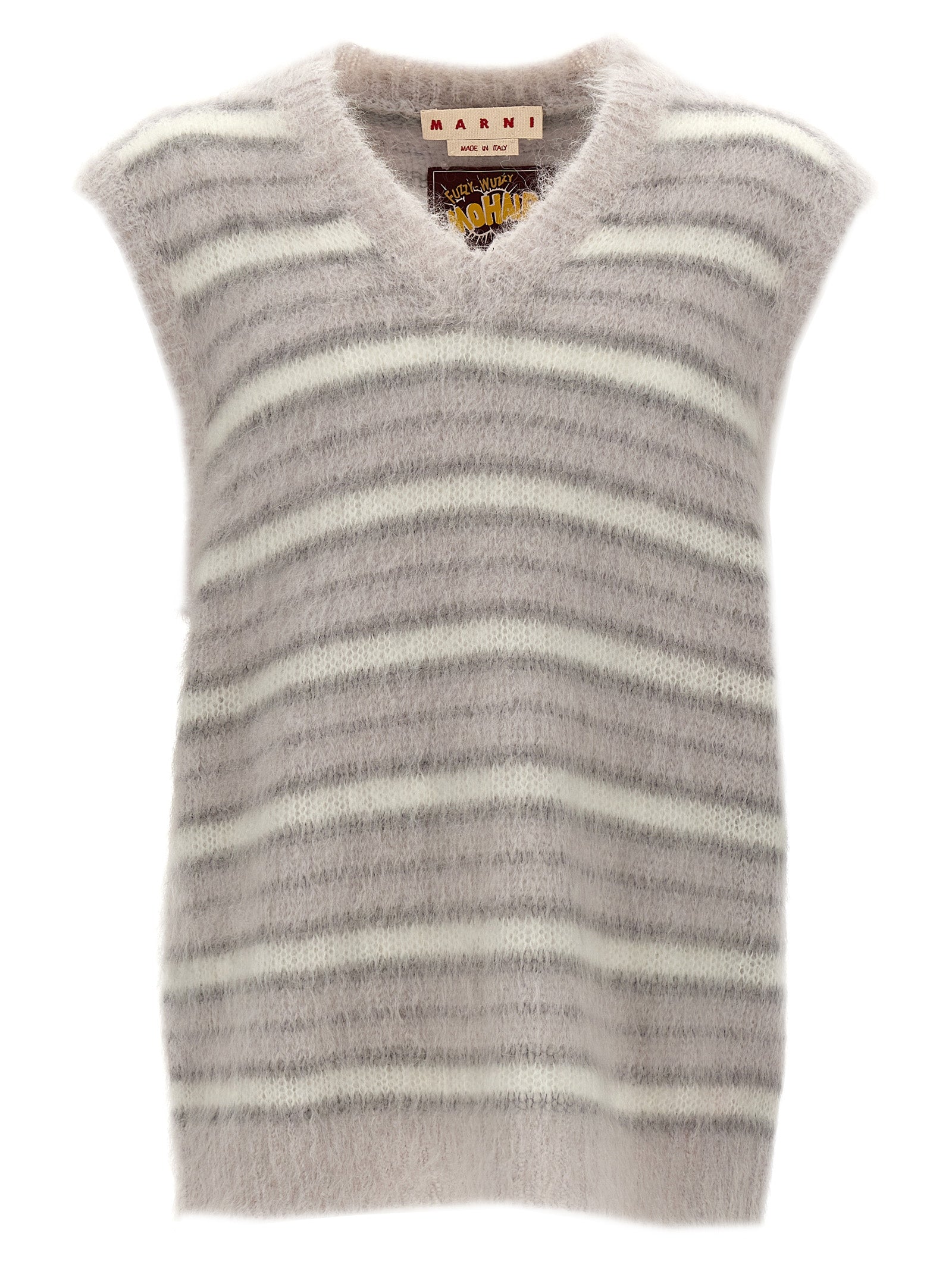 Marni Grau melierter Mohair-Pullover