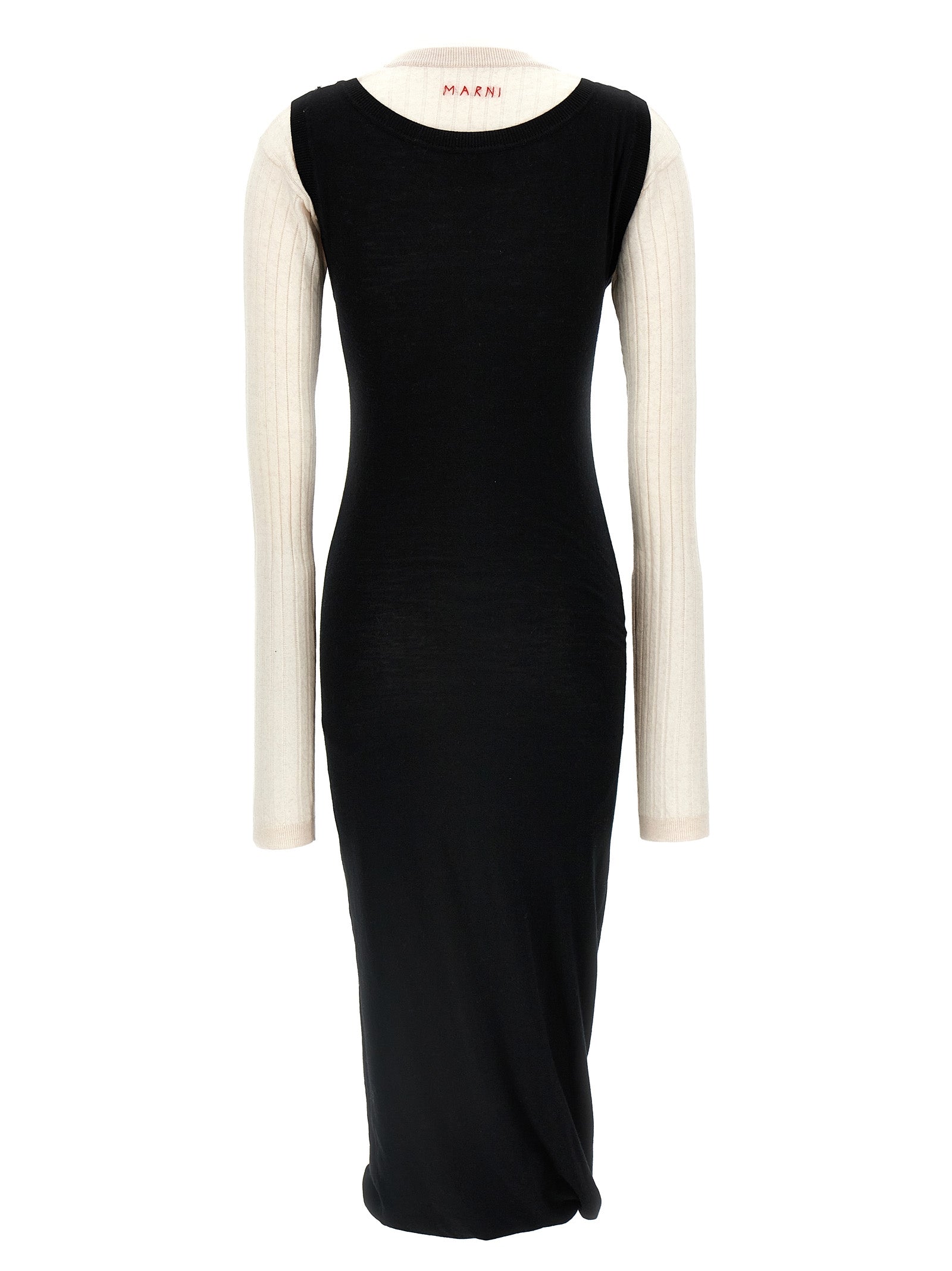 Marni Zweifarbige Woll-Midikleid