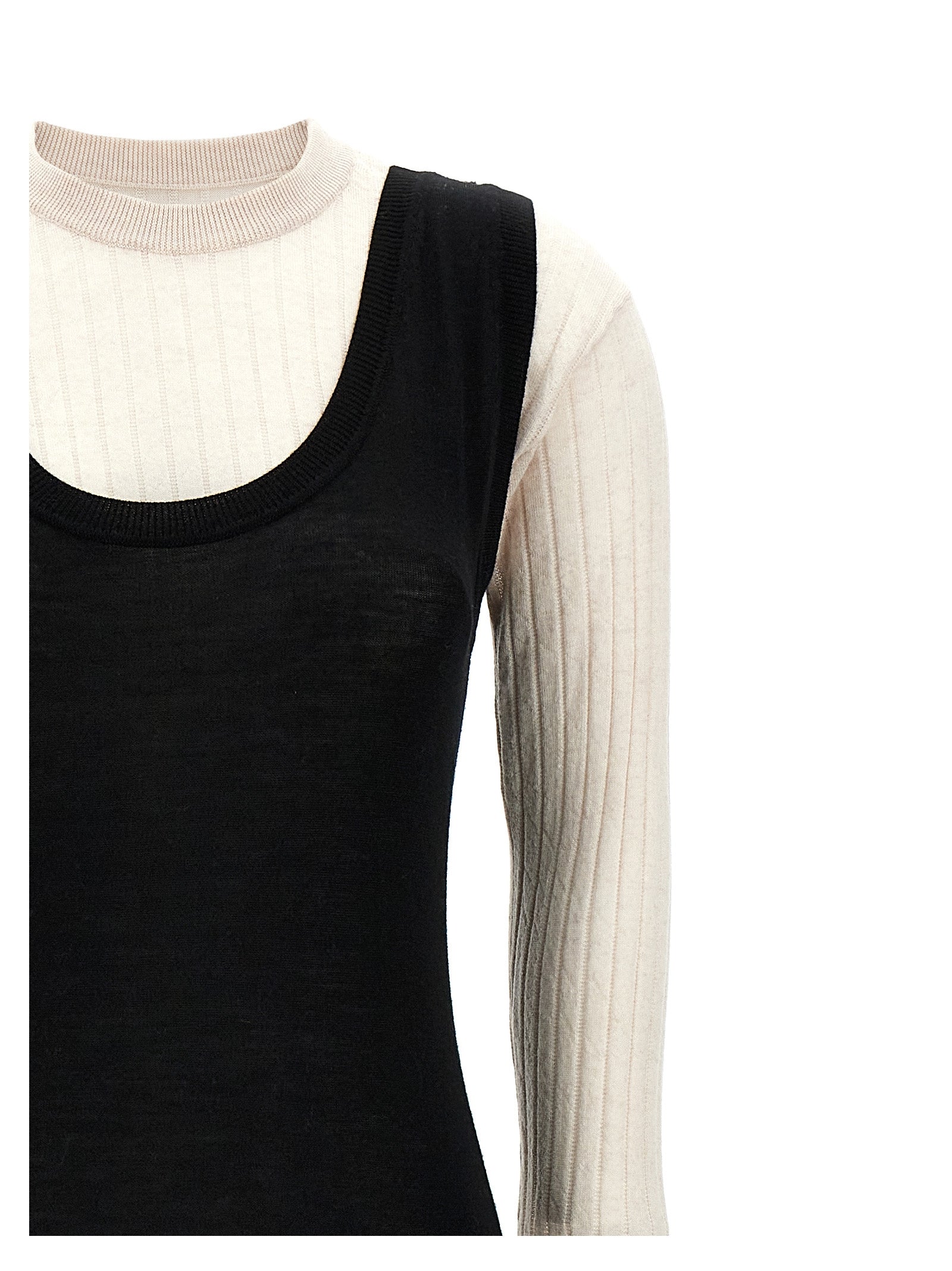Marni Zweifarbige Woll-Midikleid