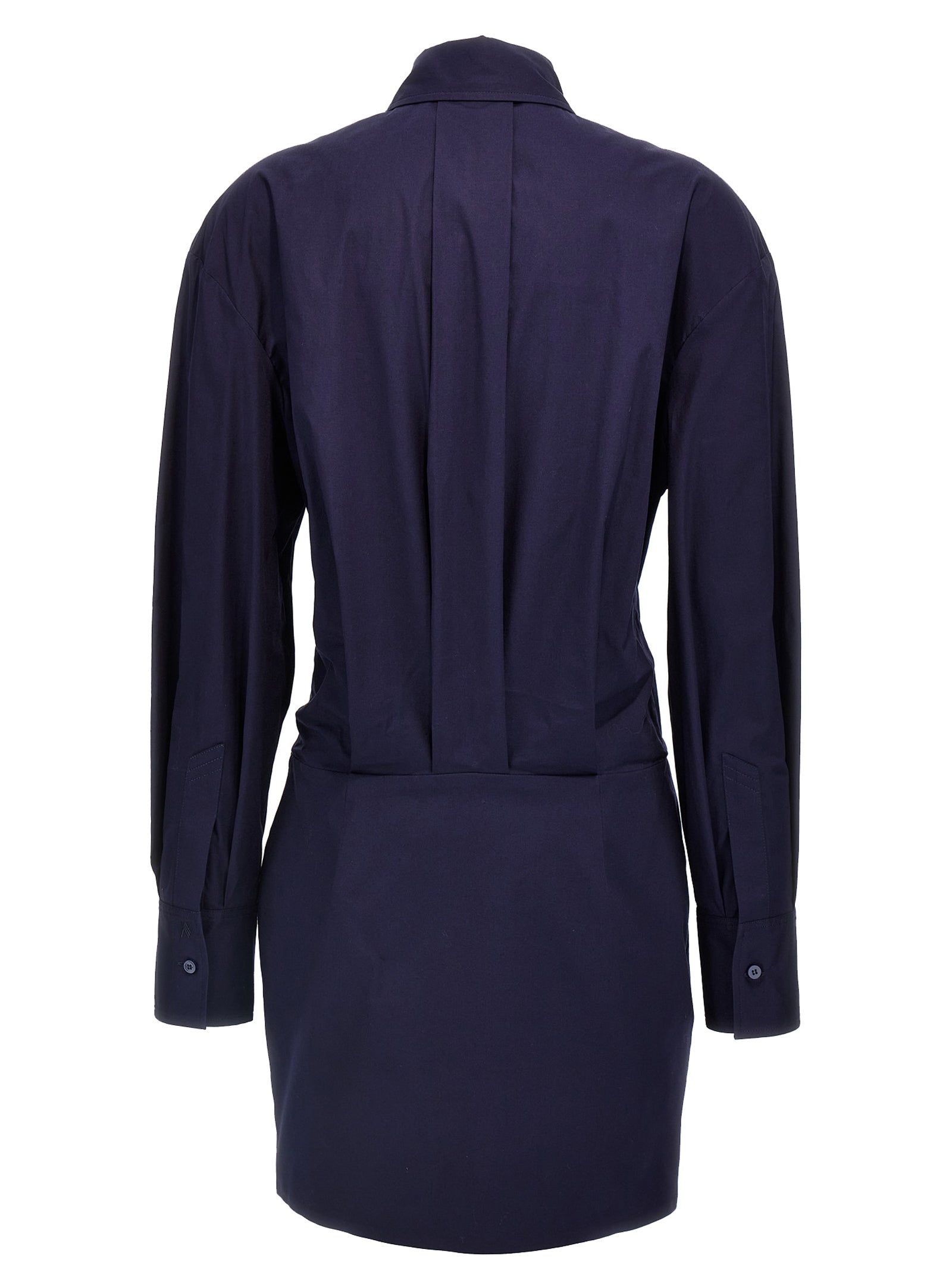The Attico Kurzes blaues Baumwollkleid
