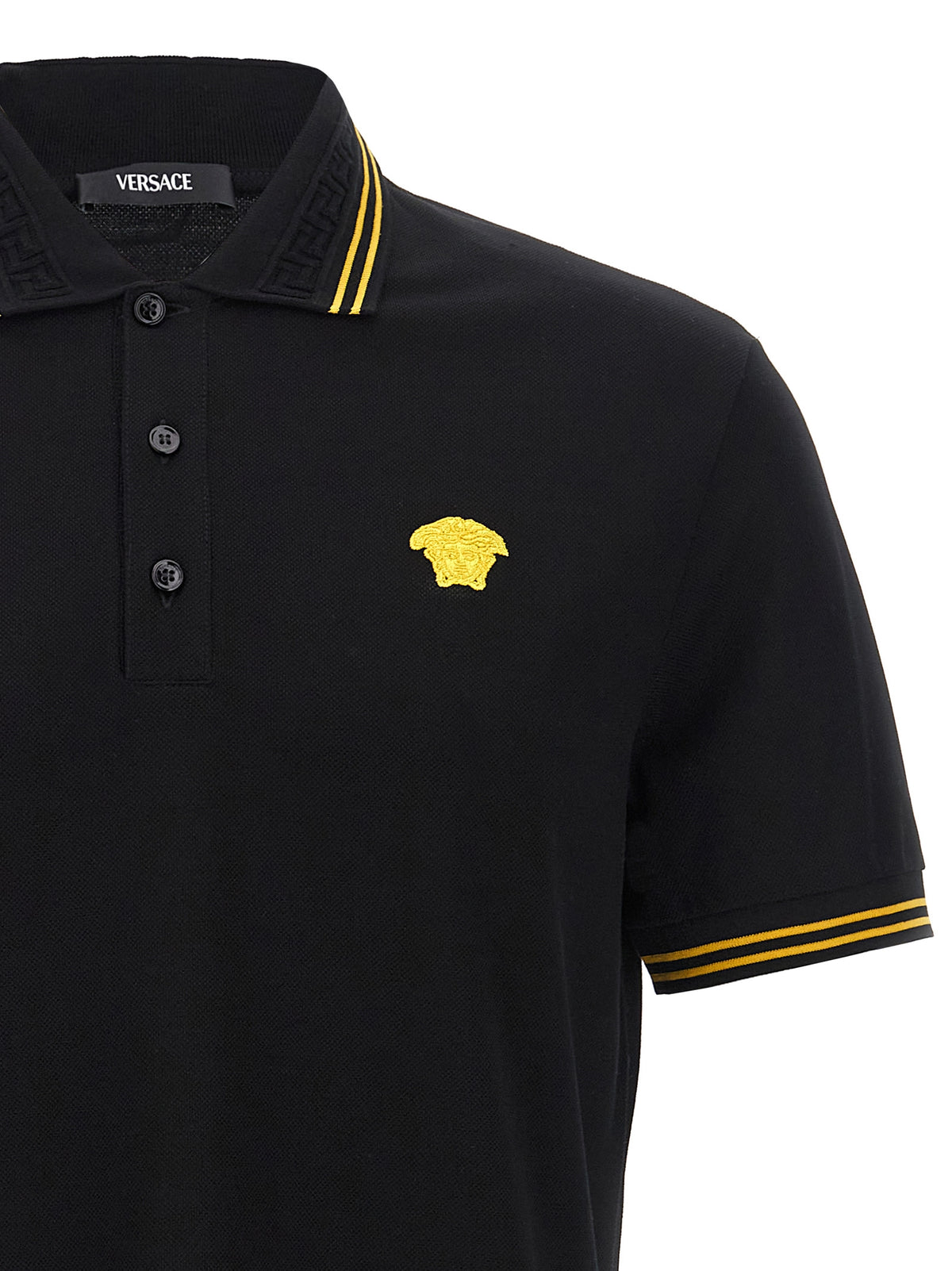 Versace Schwarzes Baumwoll-Poloshirt