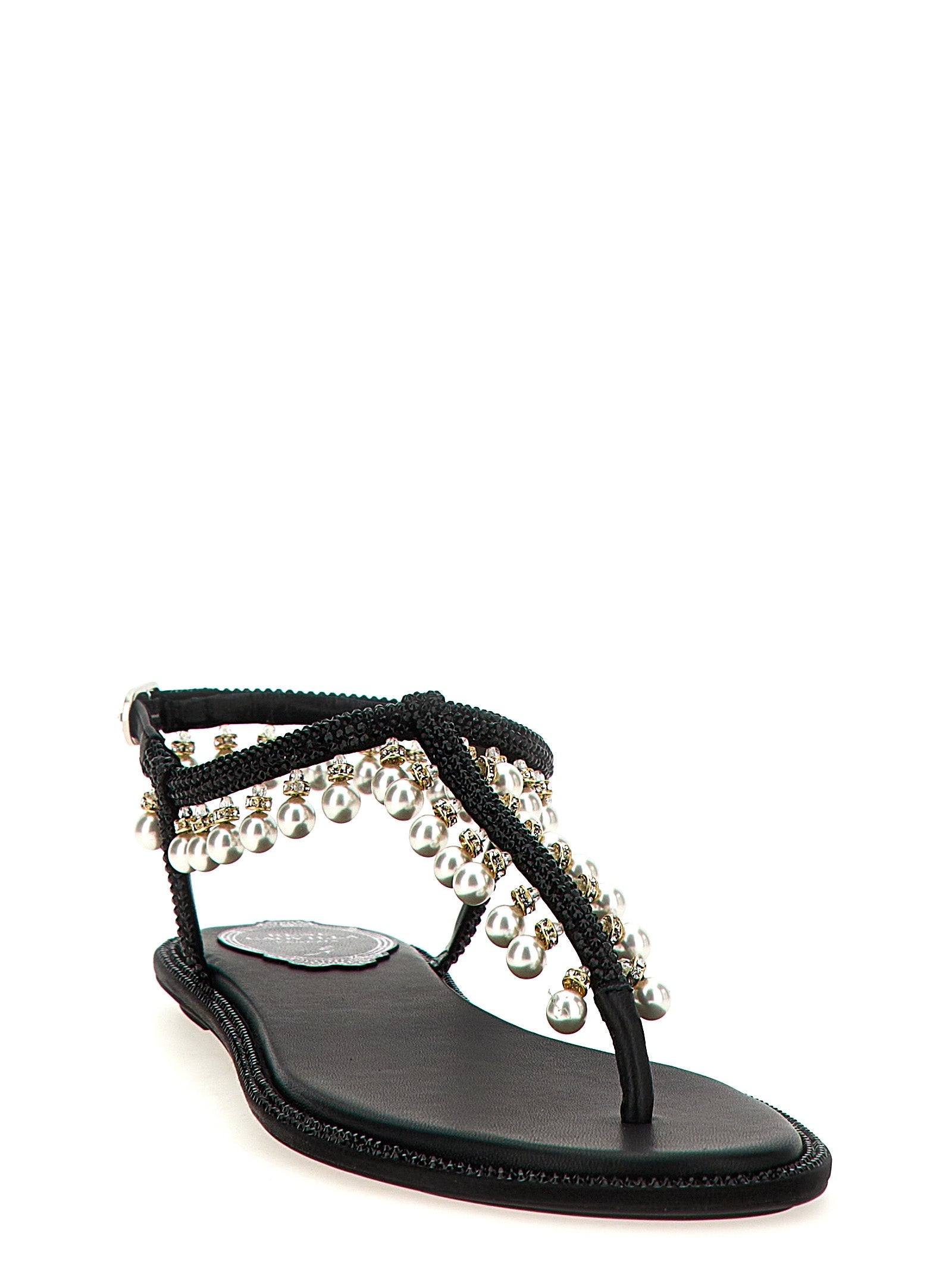RENE CAOVILLA Schwarze Sandalen aus Viskose