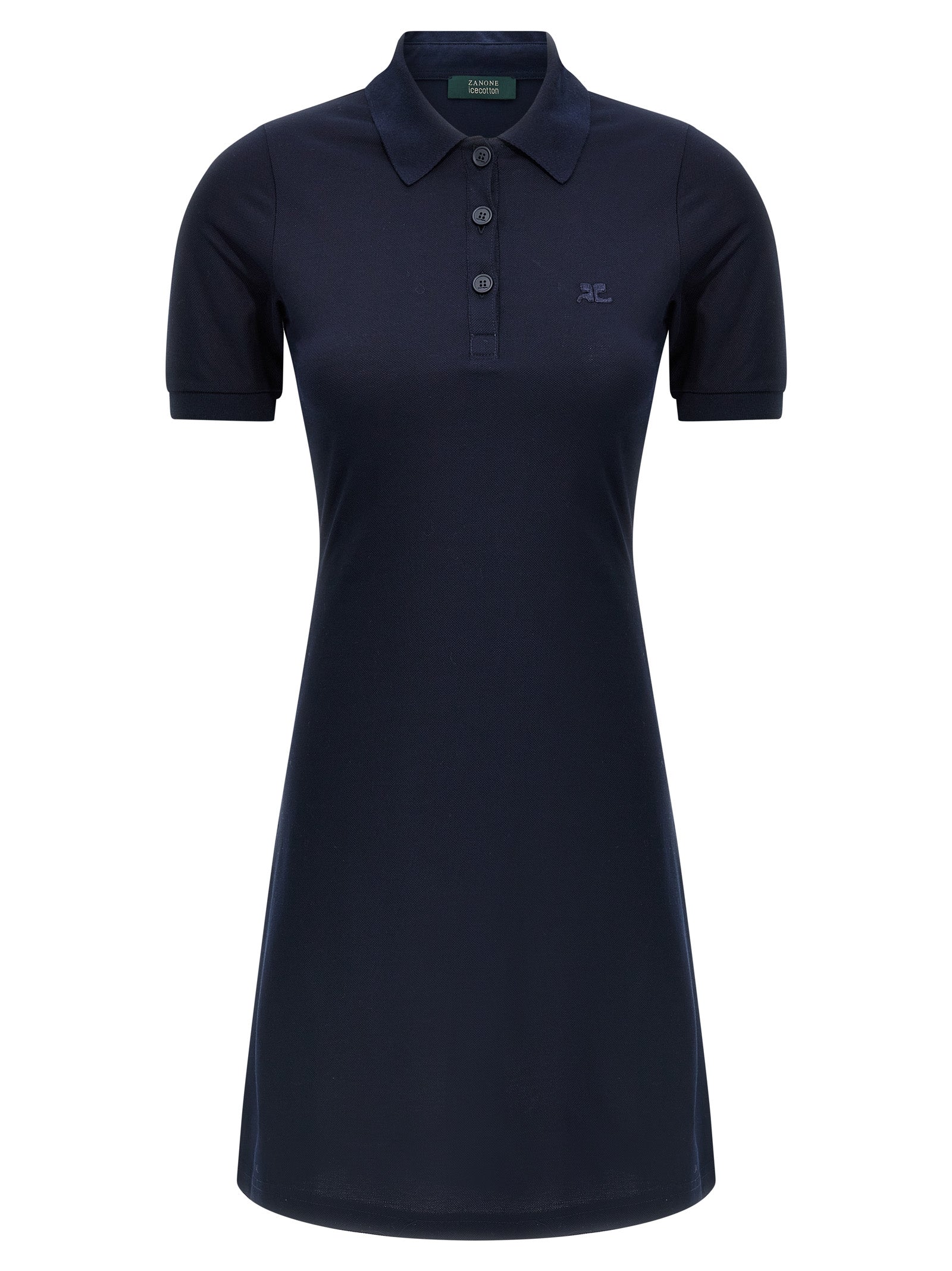 Courrèges Kurzes blaues Baumwollkleid