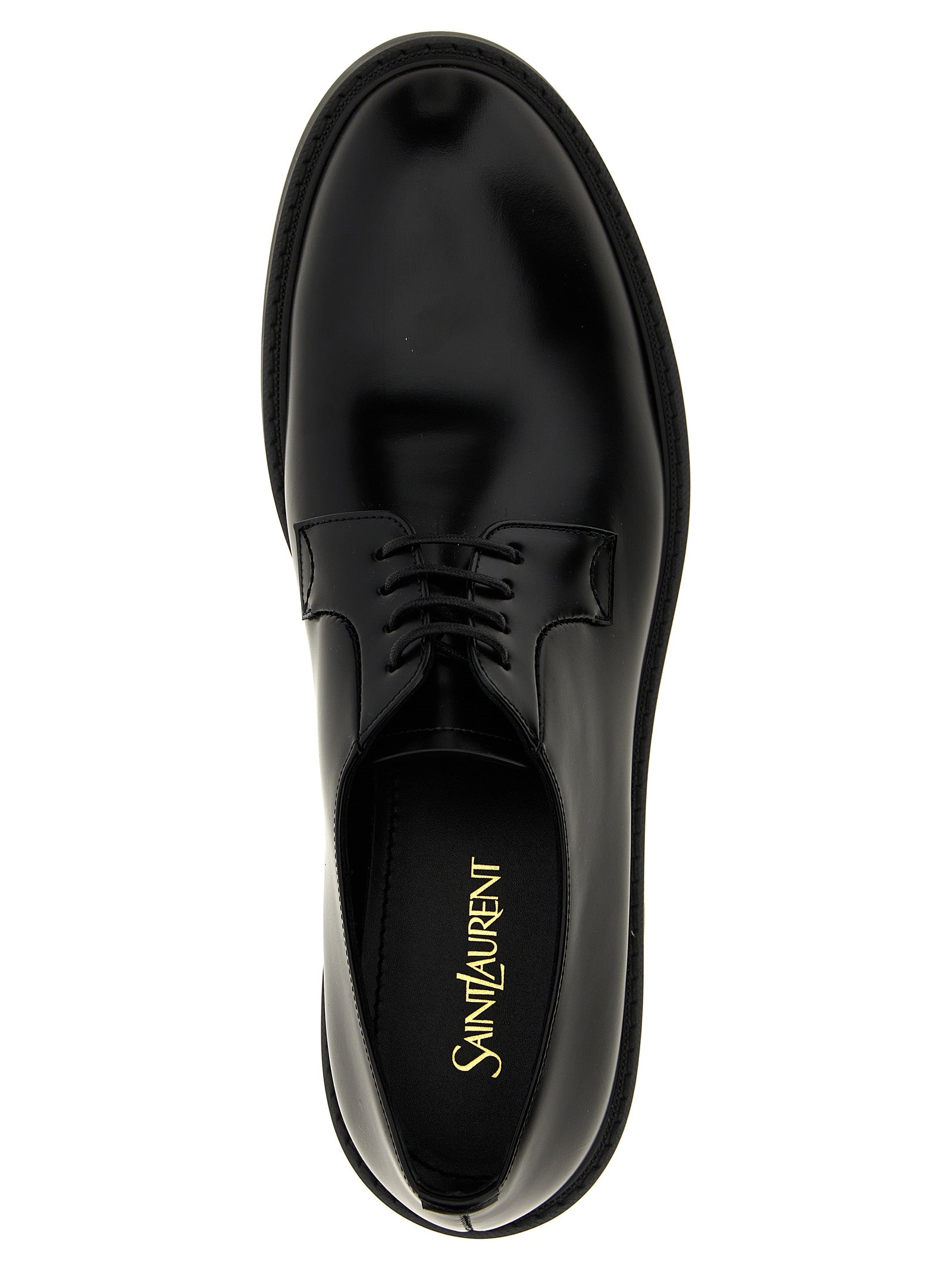 Saint Laurent Schwarze Oxford- und Derby-Schuhe aus Lammleder