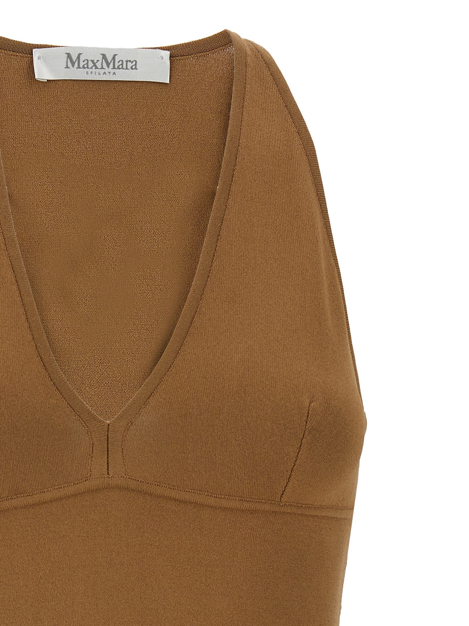 Max Mara Ärmelloses Oberteil aus braunem Viskose-Jersey