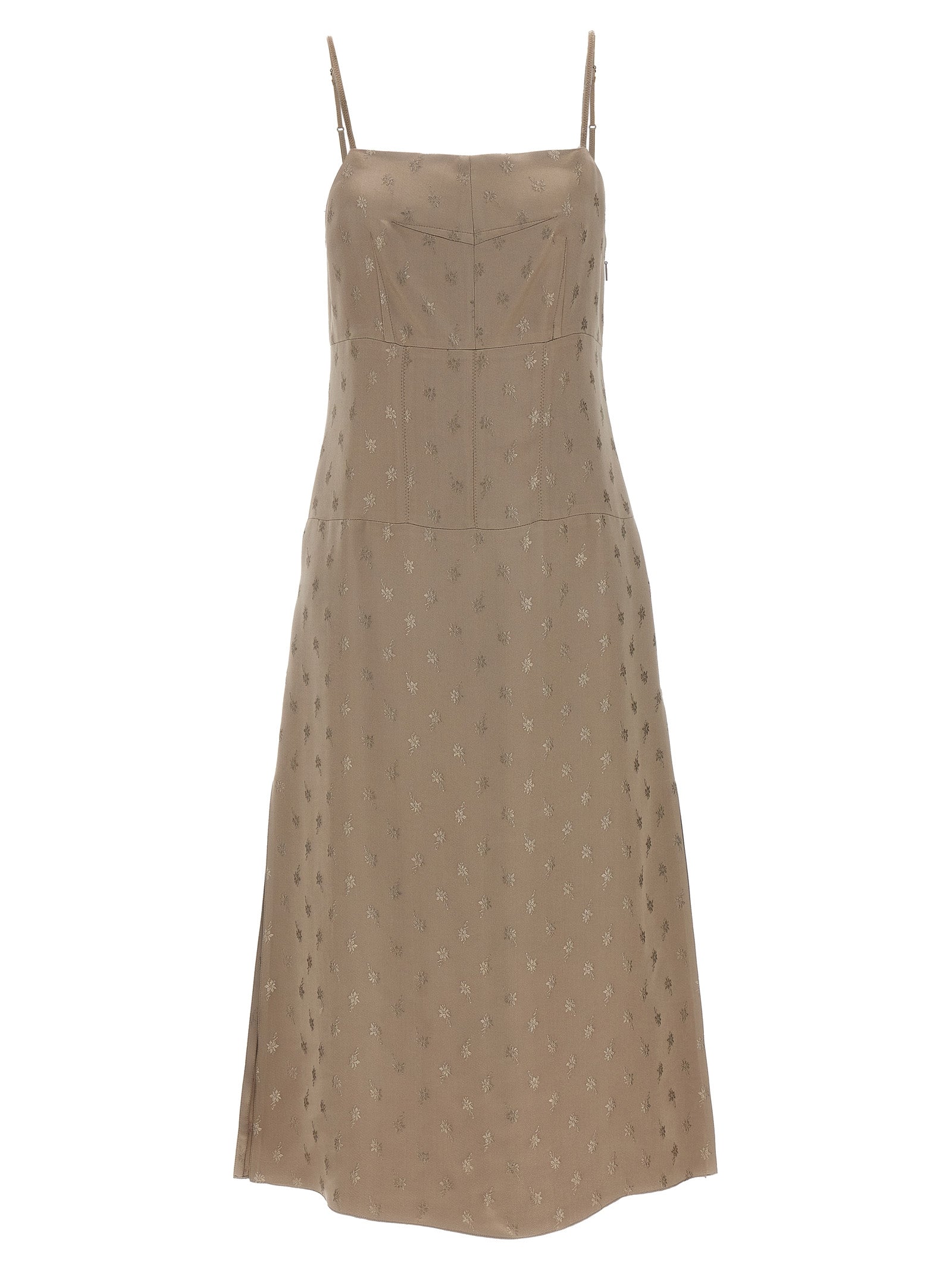 Fendi Graues Seiden-Midikleid