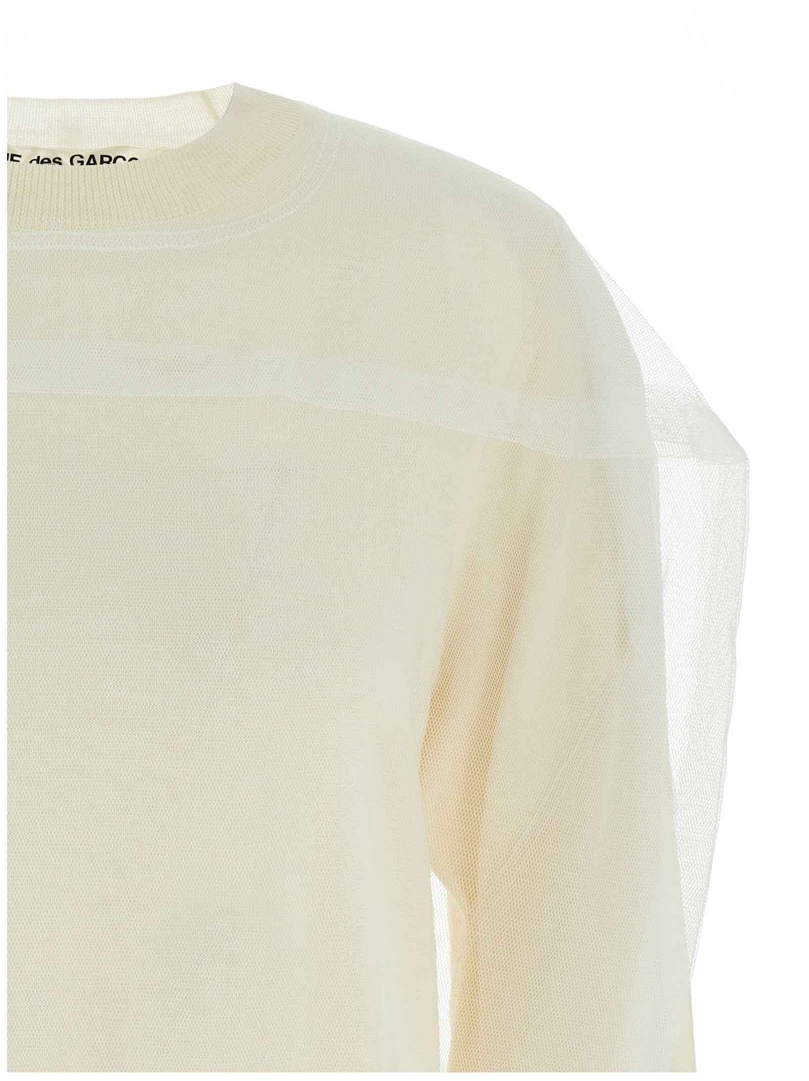 Comme Des Garçons Weiße Wollstrickjacke