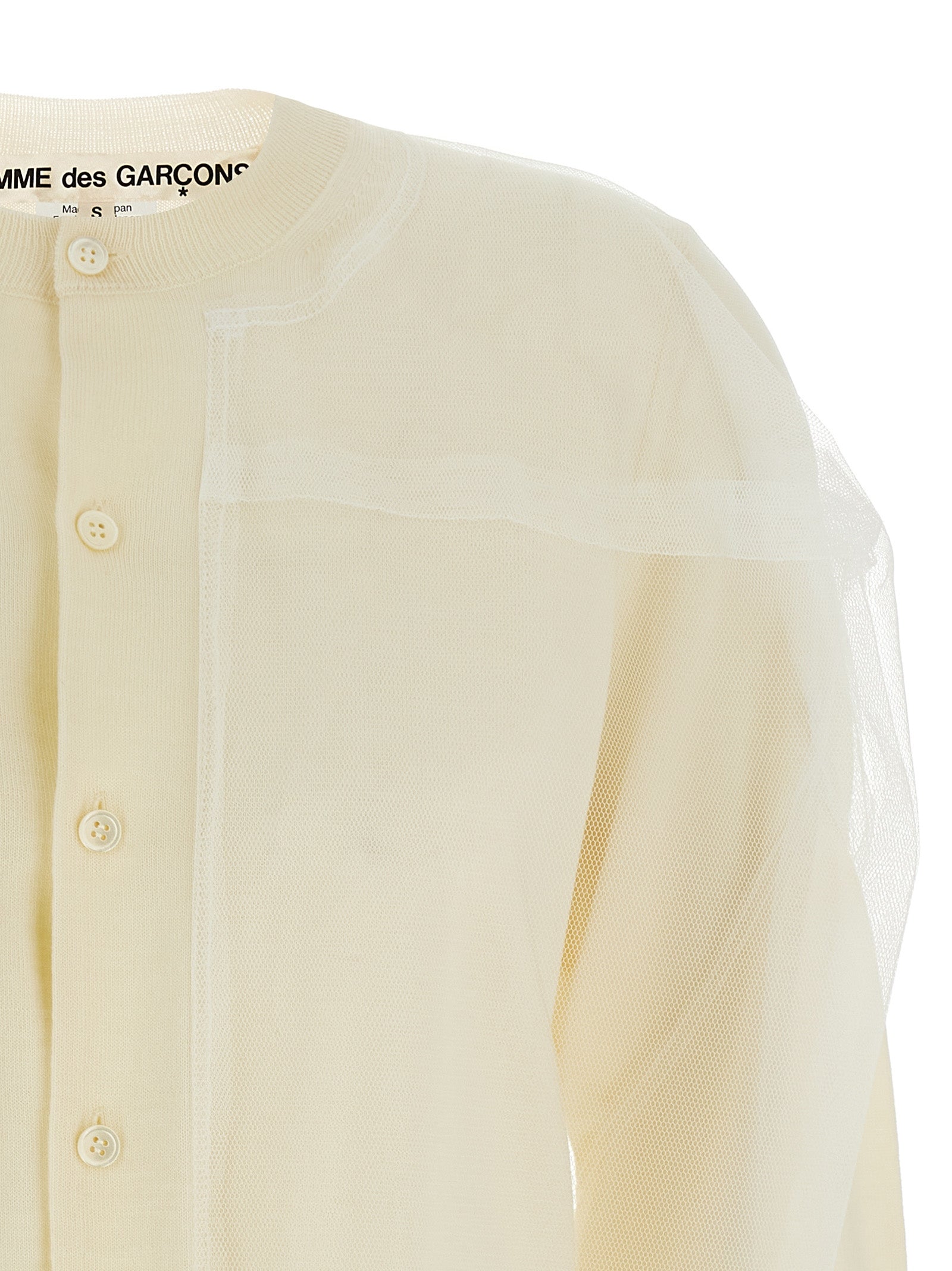 Comme Des Garçons Weiße Wollstrickjacke