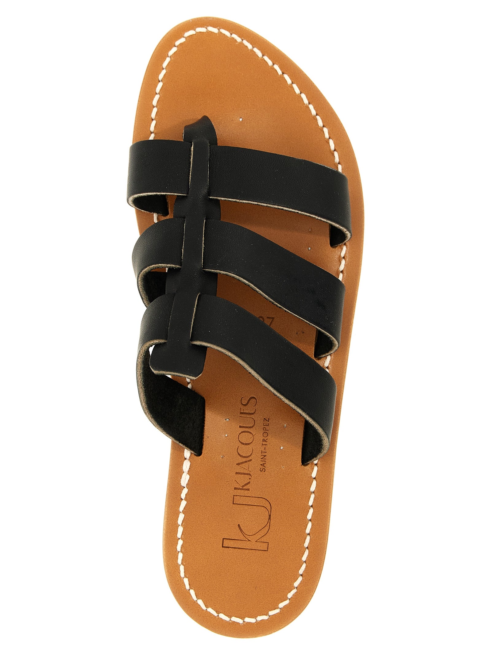 K.JACQUES SAINT TROPEZ Schwarze Kuhleder-Slipper