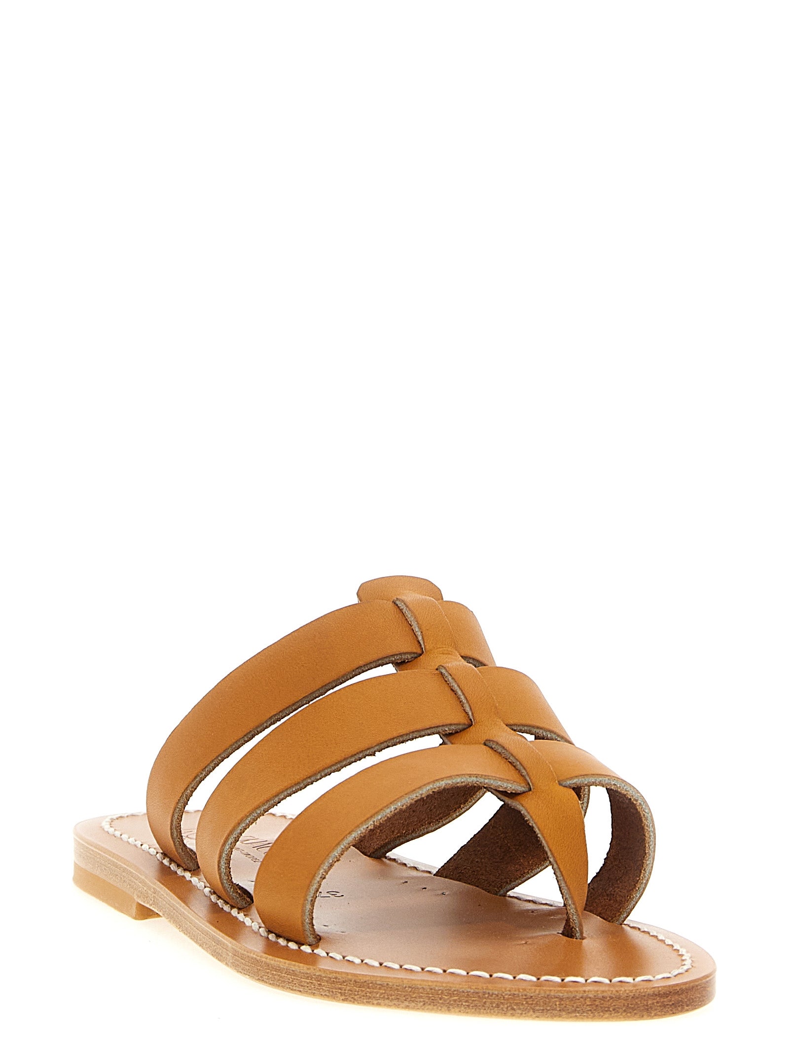 K.JACQUES SAINT TROPEZ Beige Kuhleder-Slipper