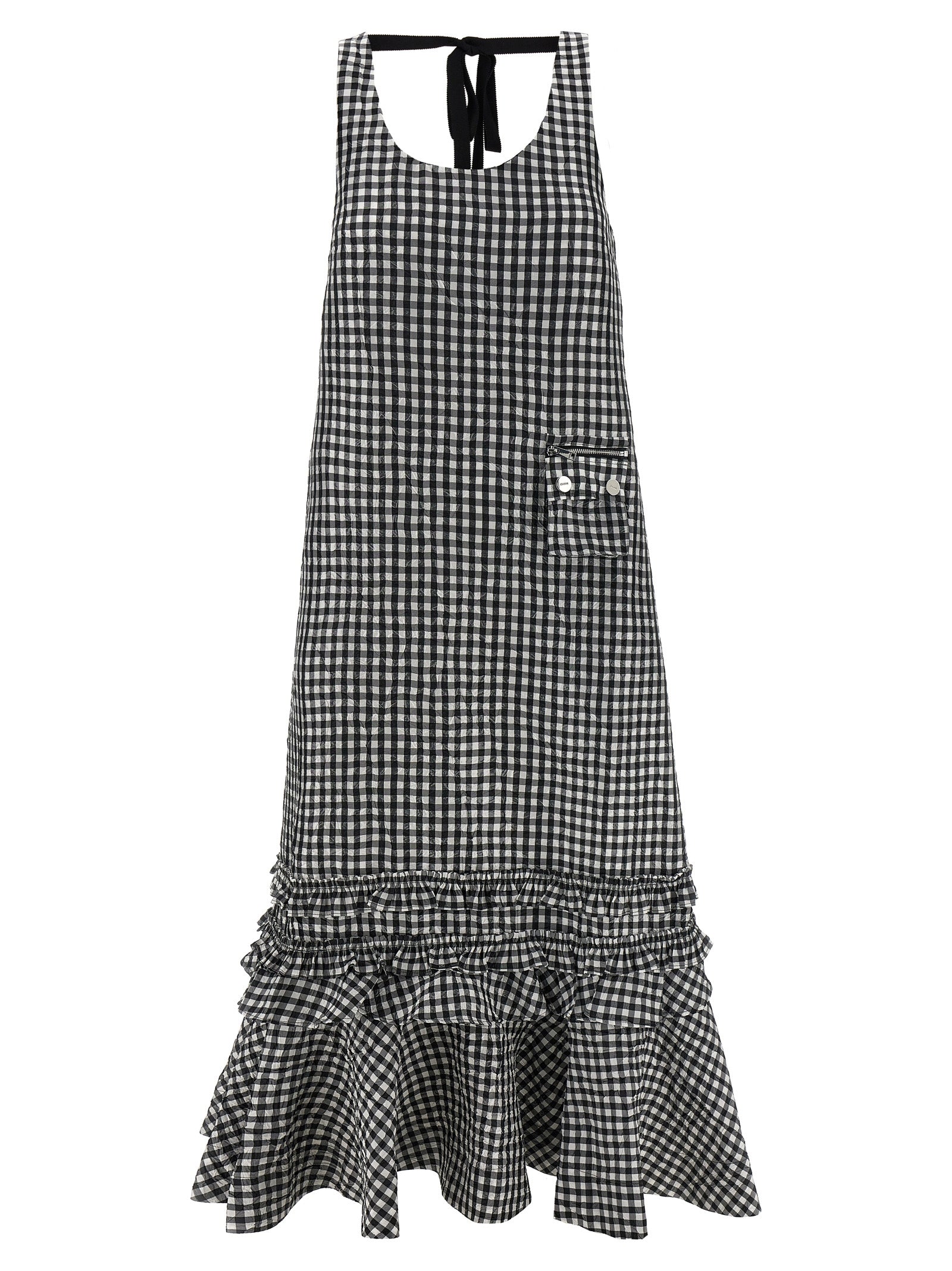 Ganni Schwarzes Polyester-Midikleid
