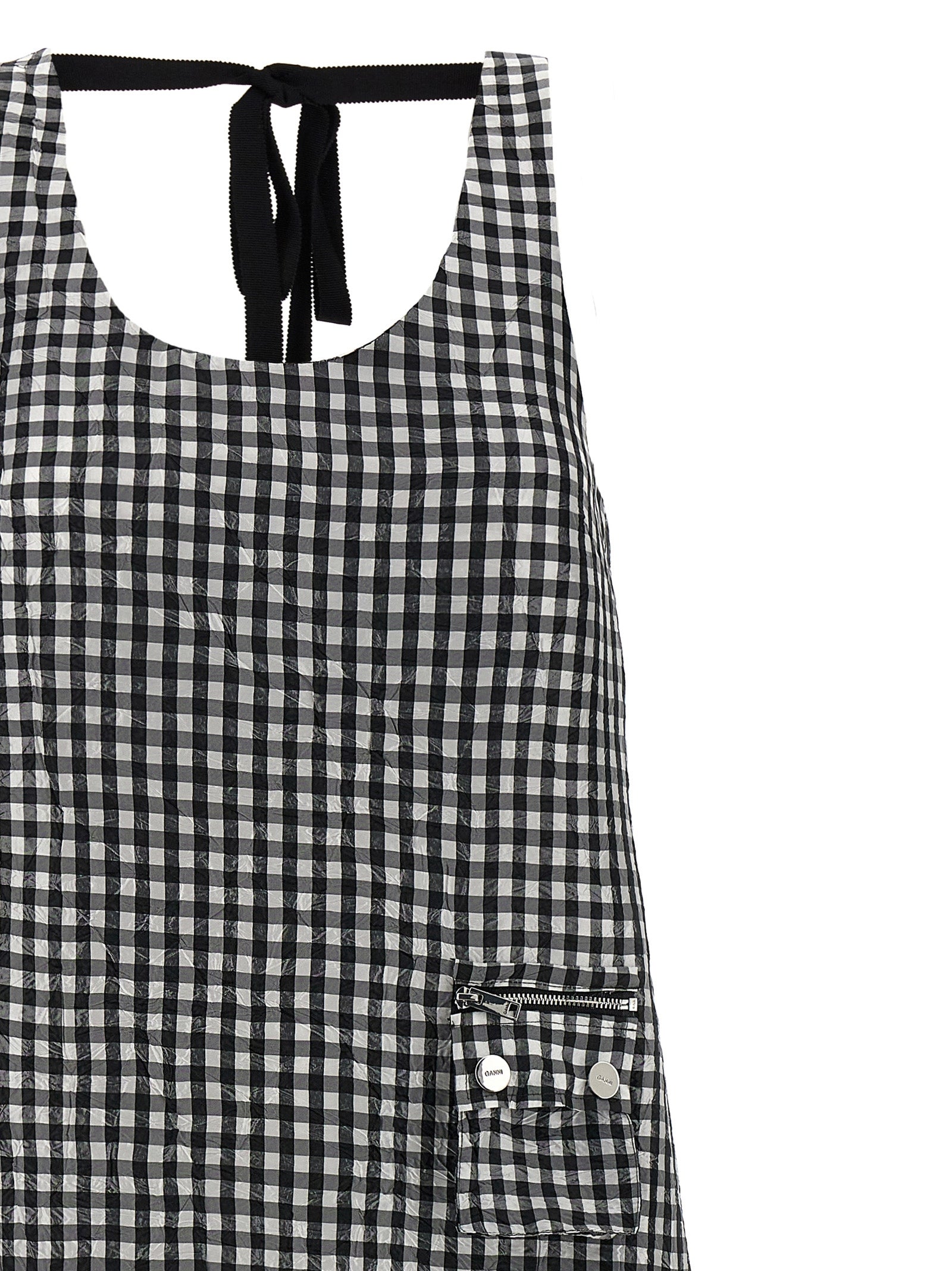 Ganni Schwarzes Polyester-Midikleid