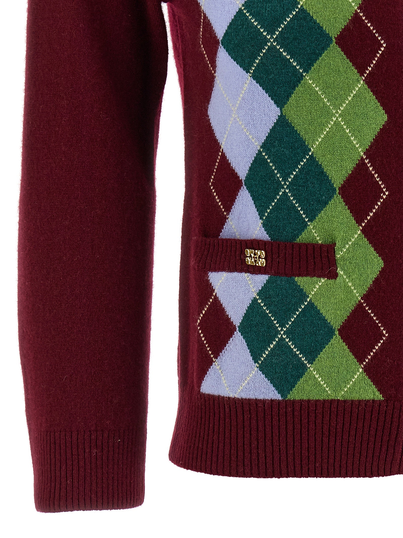 Ganni Cardigan aus Bordeaux-Merinowolle