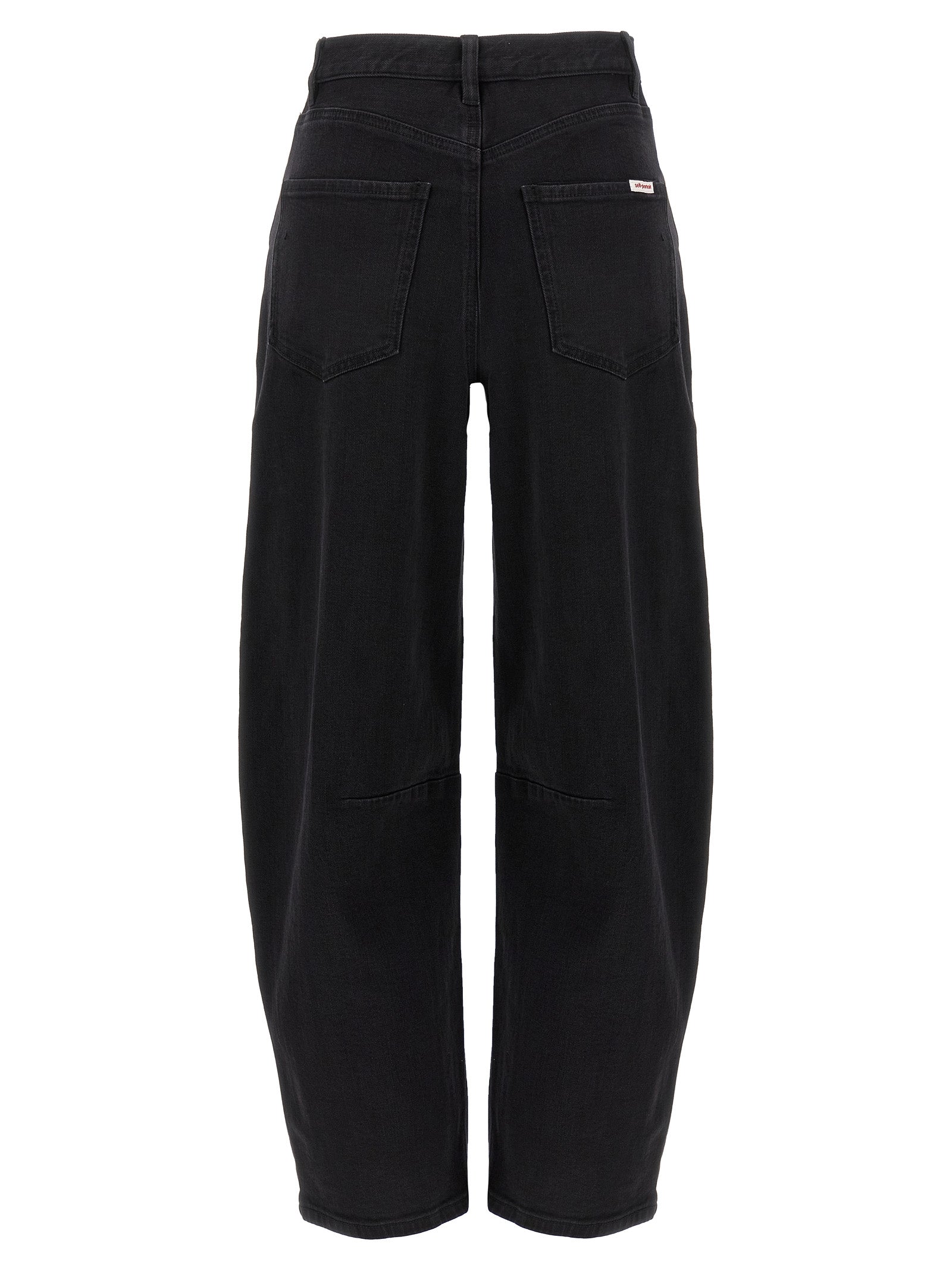 Self-Portrait Schwarze Jeans aus Baumwolle mit geradem Bein