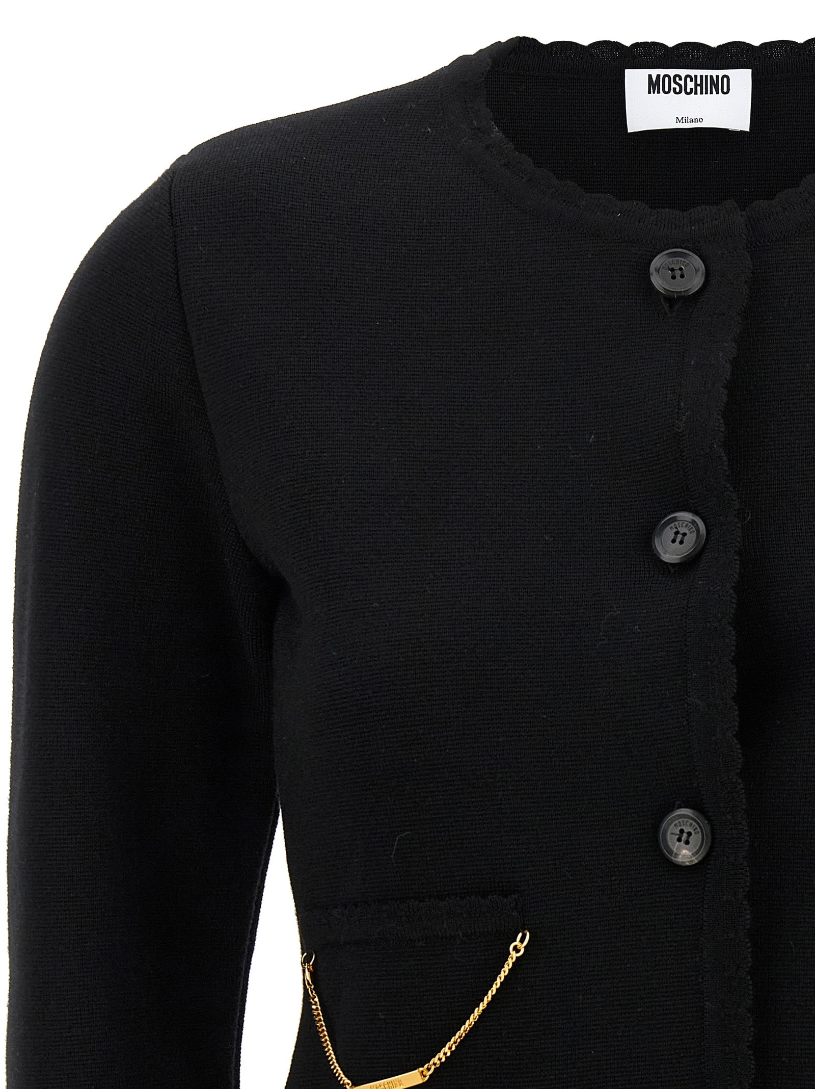Moschino Schwarzer Cardigan aus Schurwolle