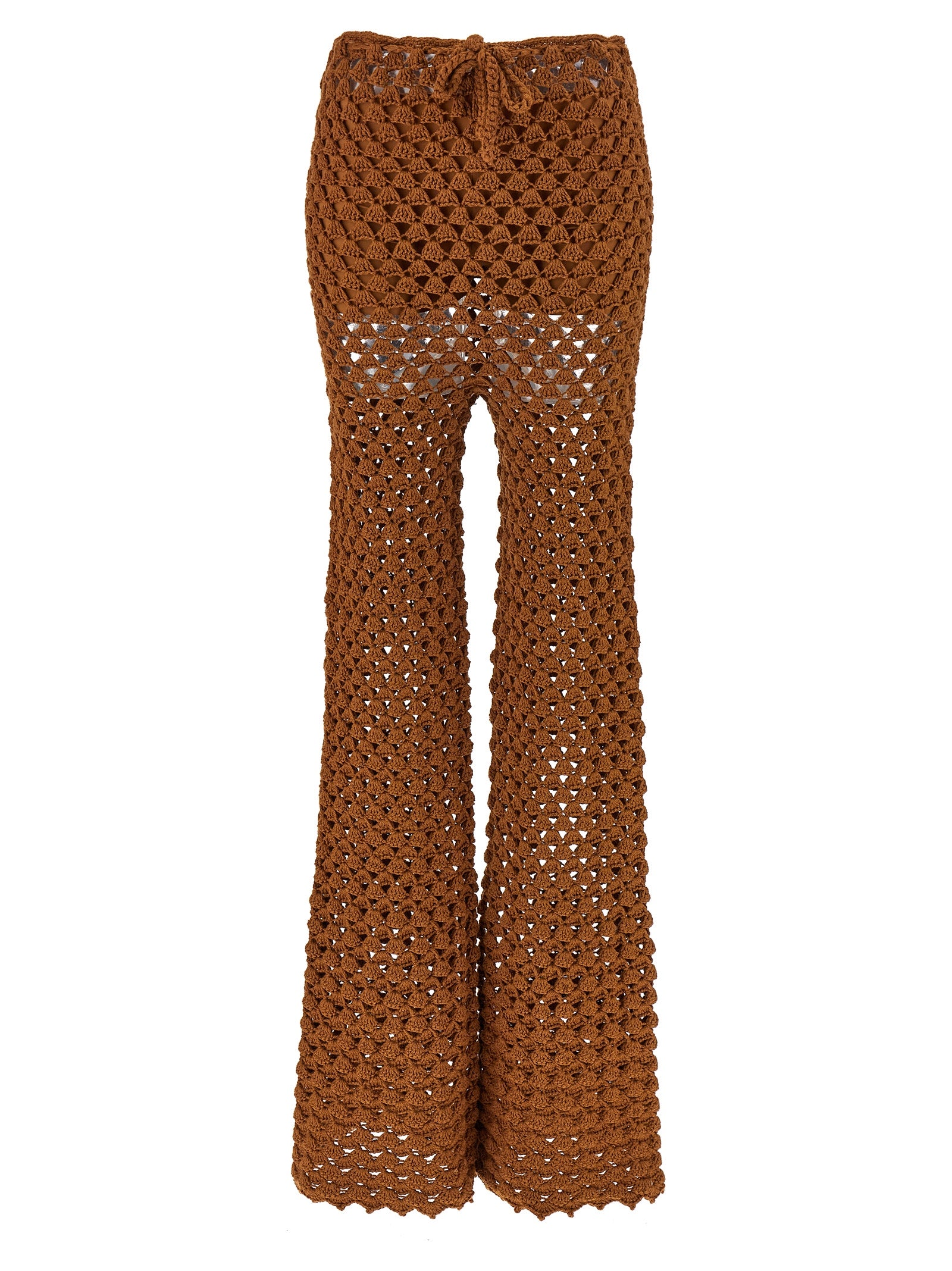 Ermanno Scervino Braune Baumwollhose mit ausgestelltem Bein