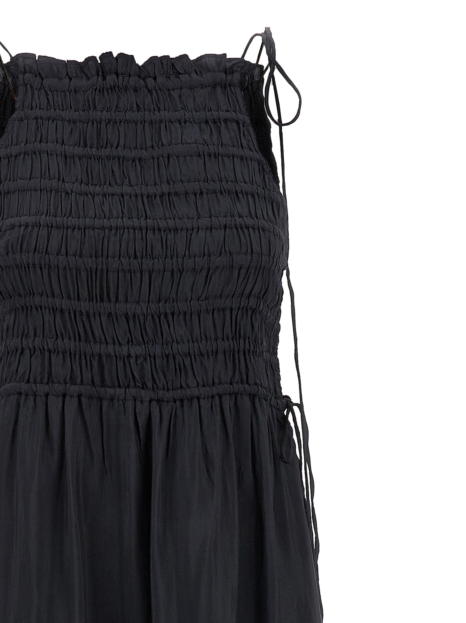 Ganni Graues Viskose-Langarmkleid