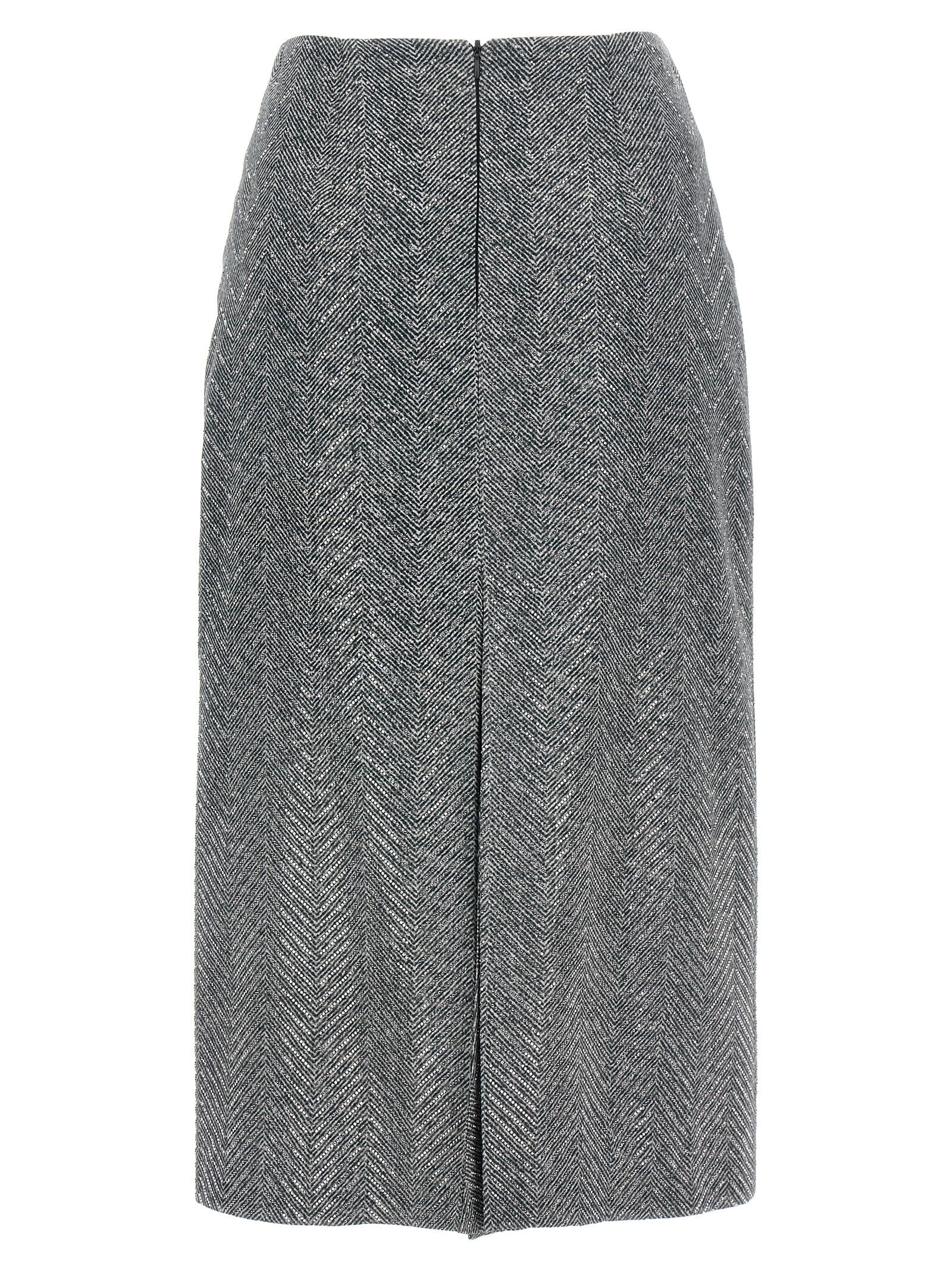 Ermanno Scervino Grauer Seiden-Midirock