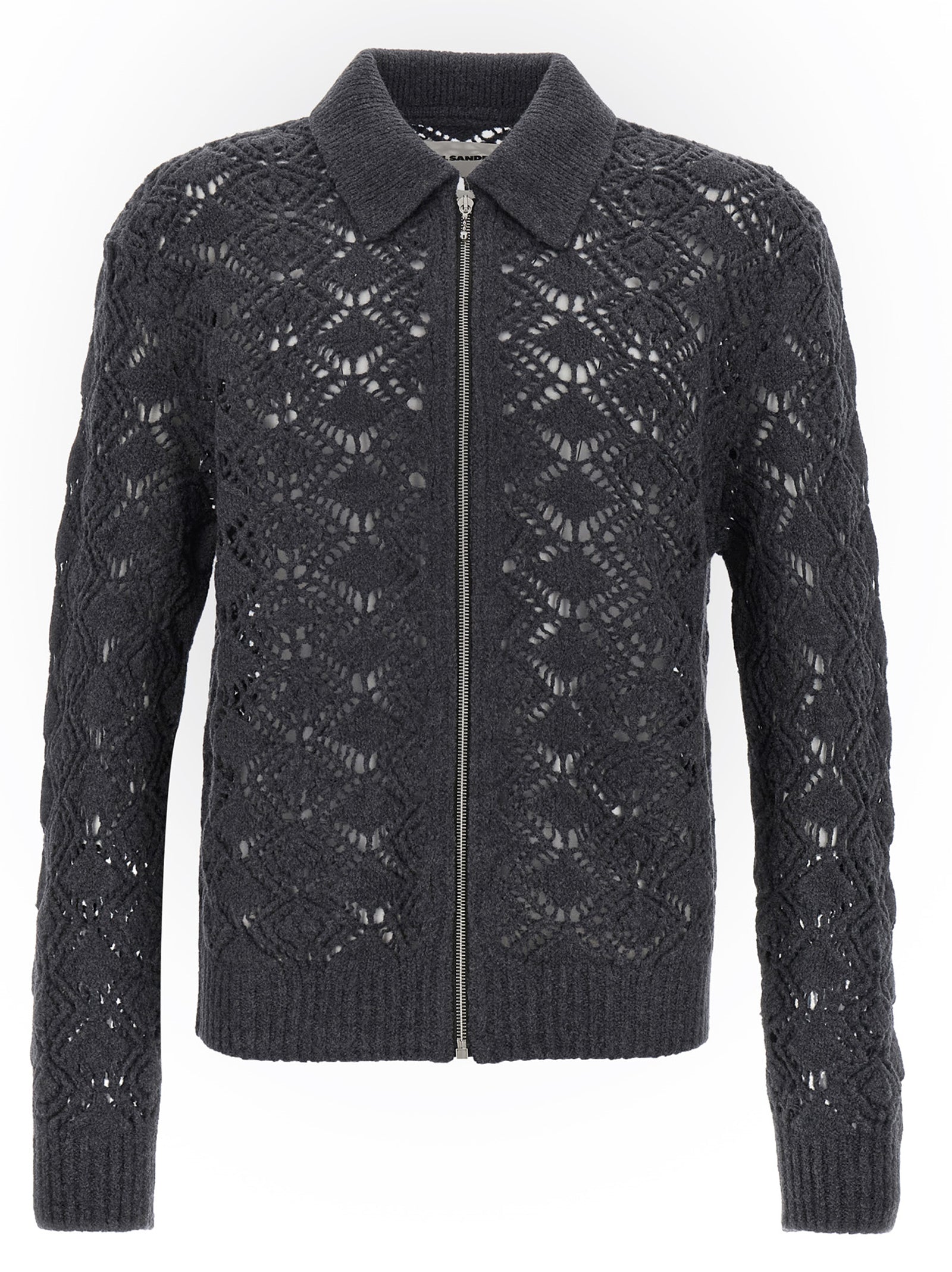 Jil Sander Grauer Cardigan aus reiner Schurwolle