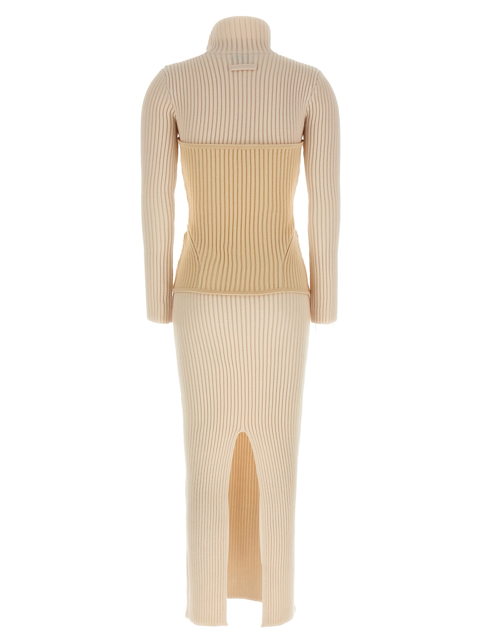 Jean Paul Gaultier Langes Kleid aus beiger Merinowolle