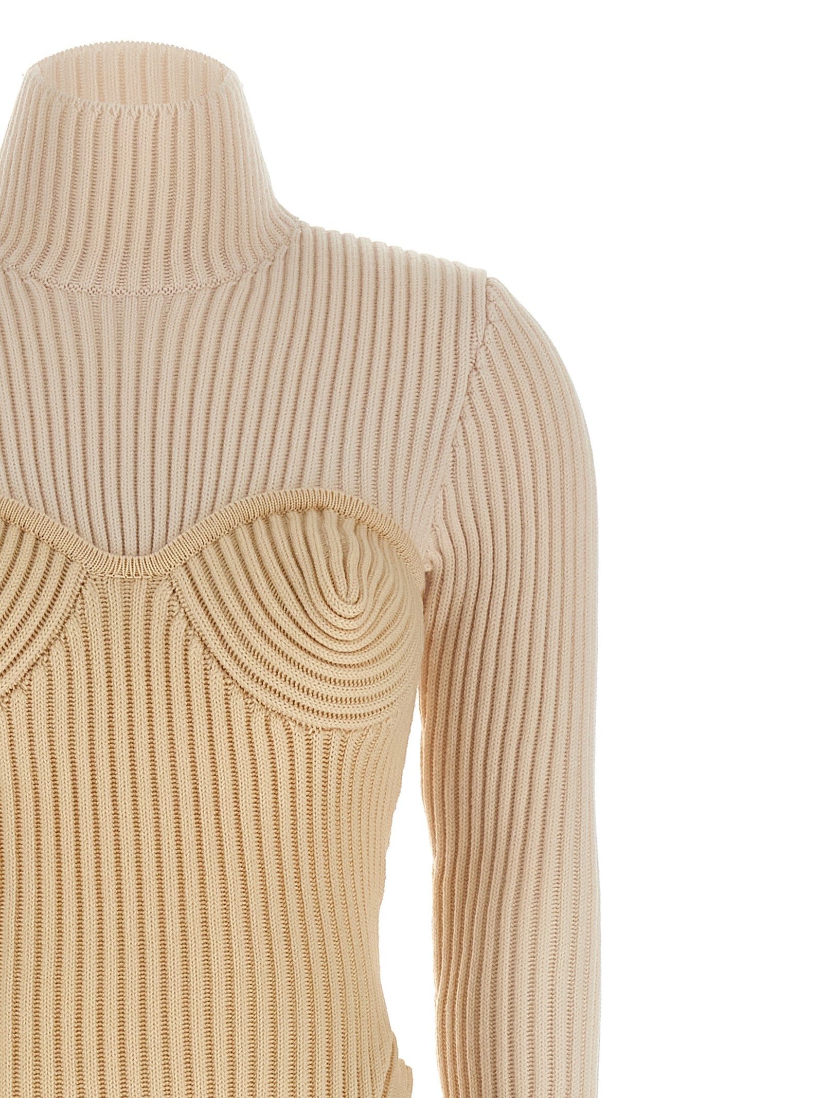 Jean Paul Gaultier Langes Kleid aus beiger Merinowolle