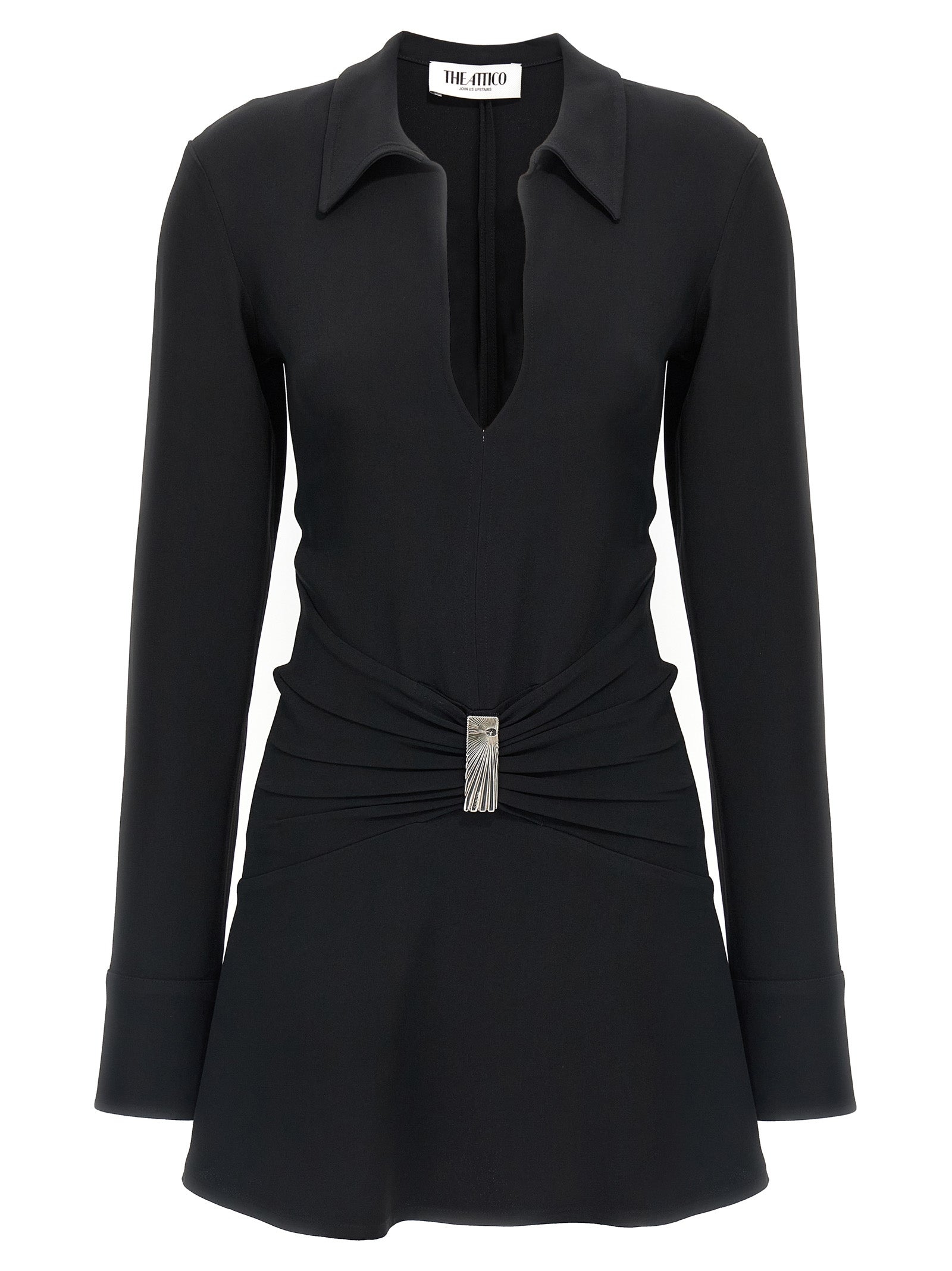 The Attico Kurzes Schwarzes Kleid aus Maraboufeder