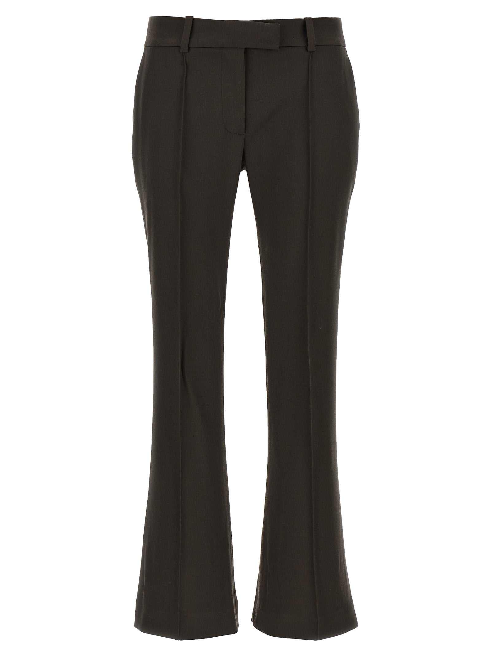 The Attico Braune Hose aus reiner Schurwolle mit ausgestelltem Bein